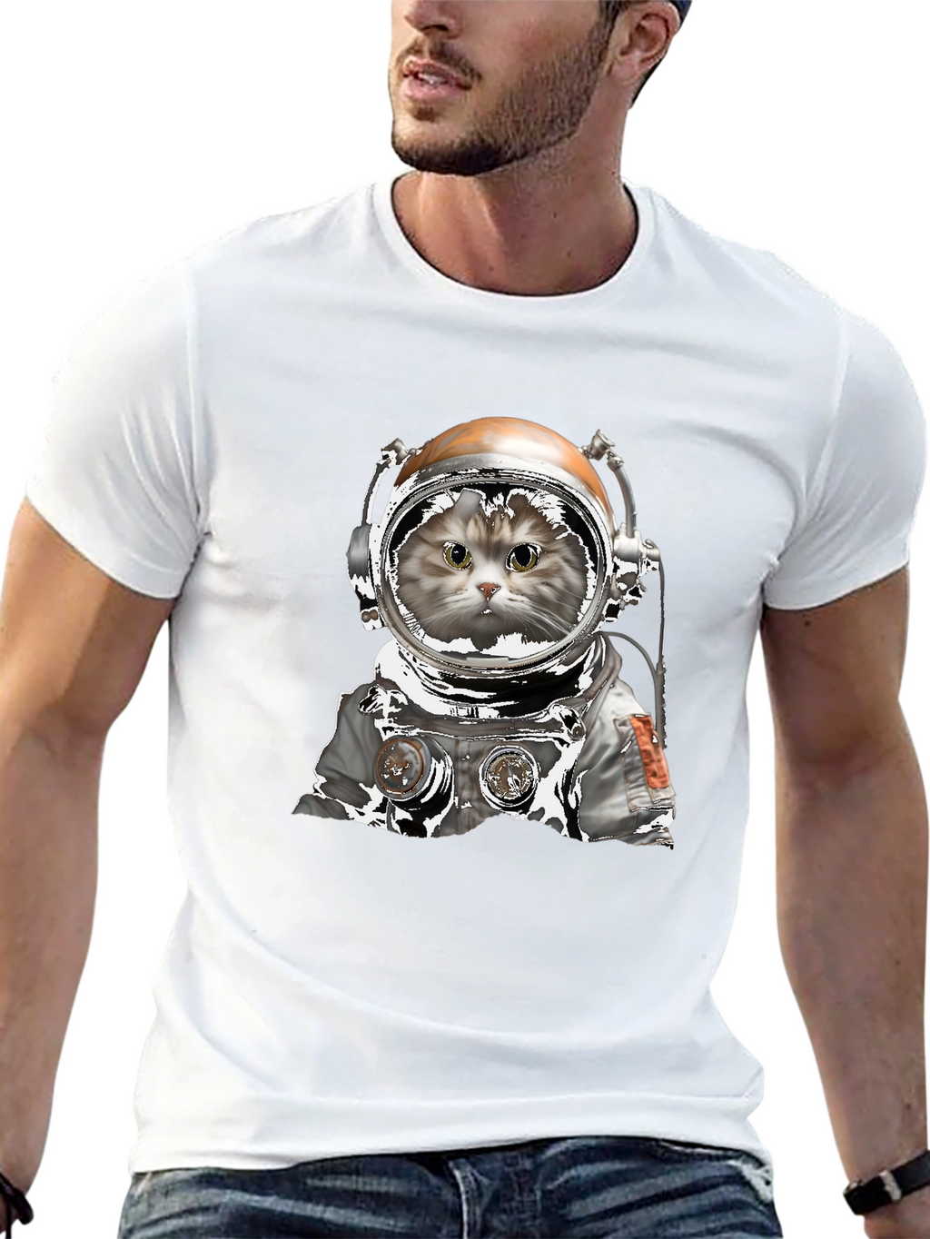Astronaut Cat Graphic T-Shirt