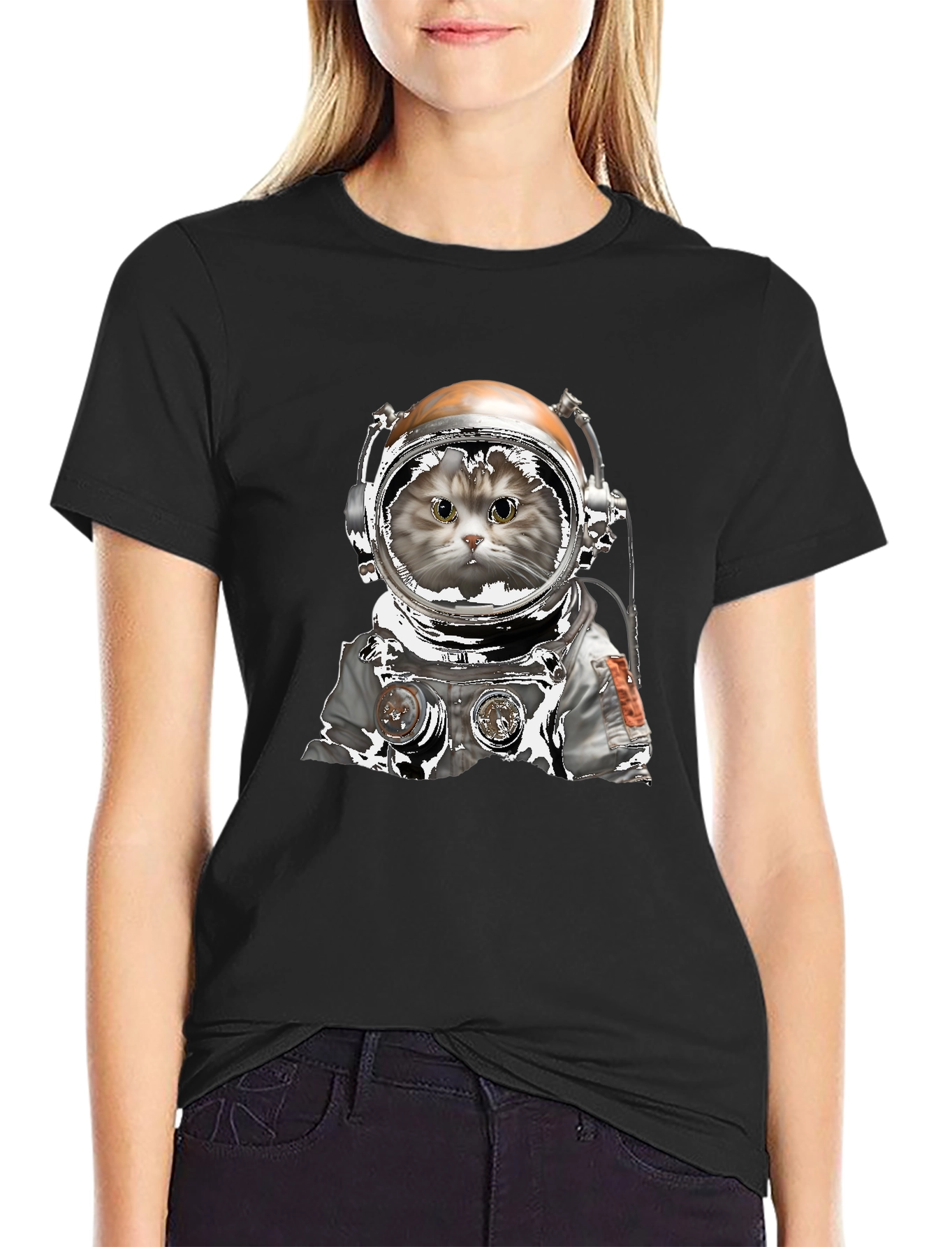 Astronaut Cat Graphic T-Shirt