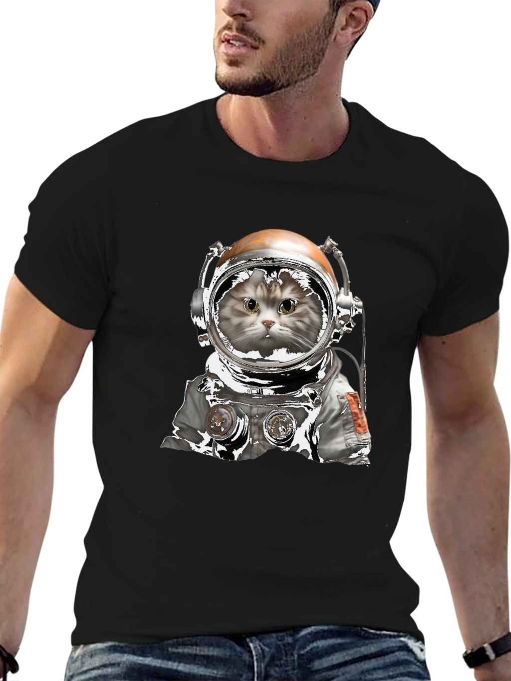 Astronaut Cat Graphic T-Shirt