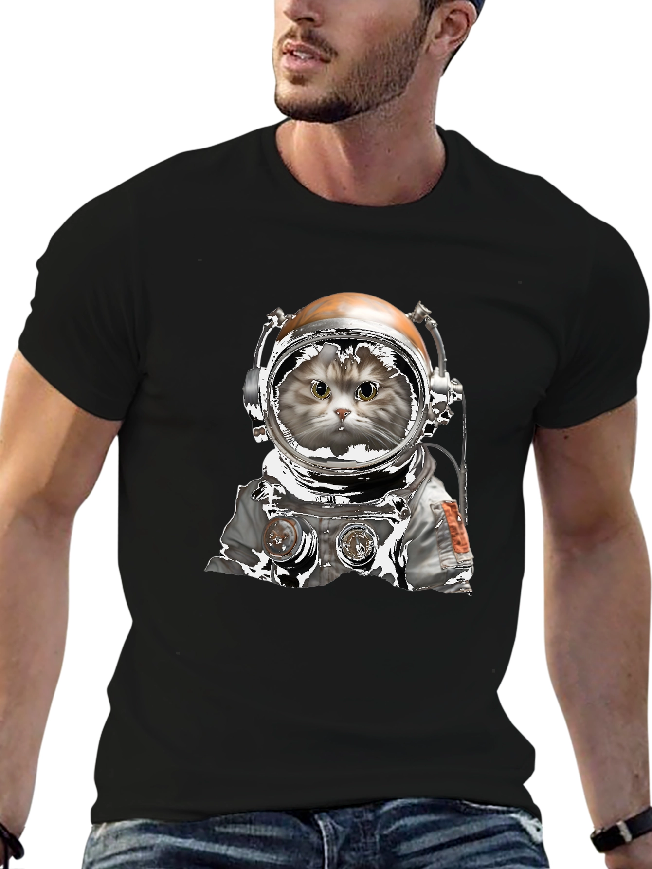 Astronaut Cat Graphic T-Shirt