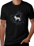 Geometric Lion Graphic Tee - Stylish Mens Black T-Shirt