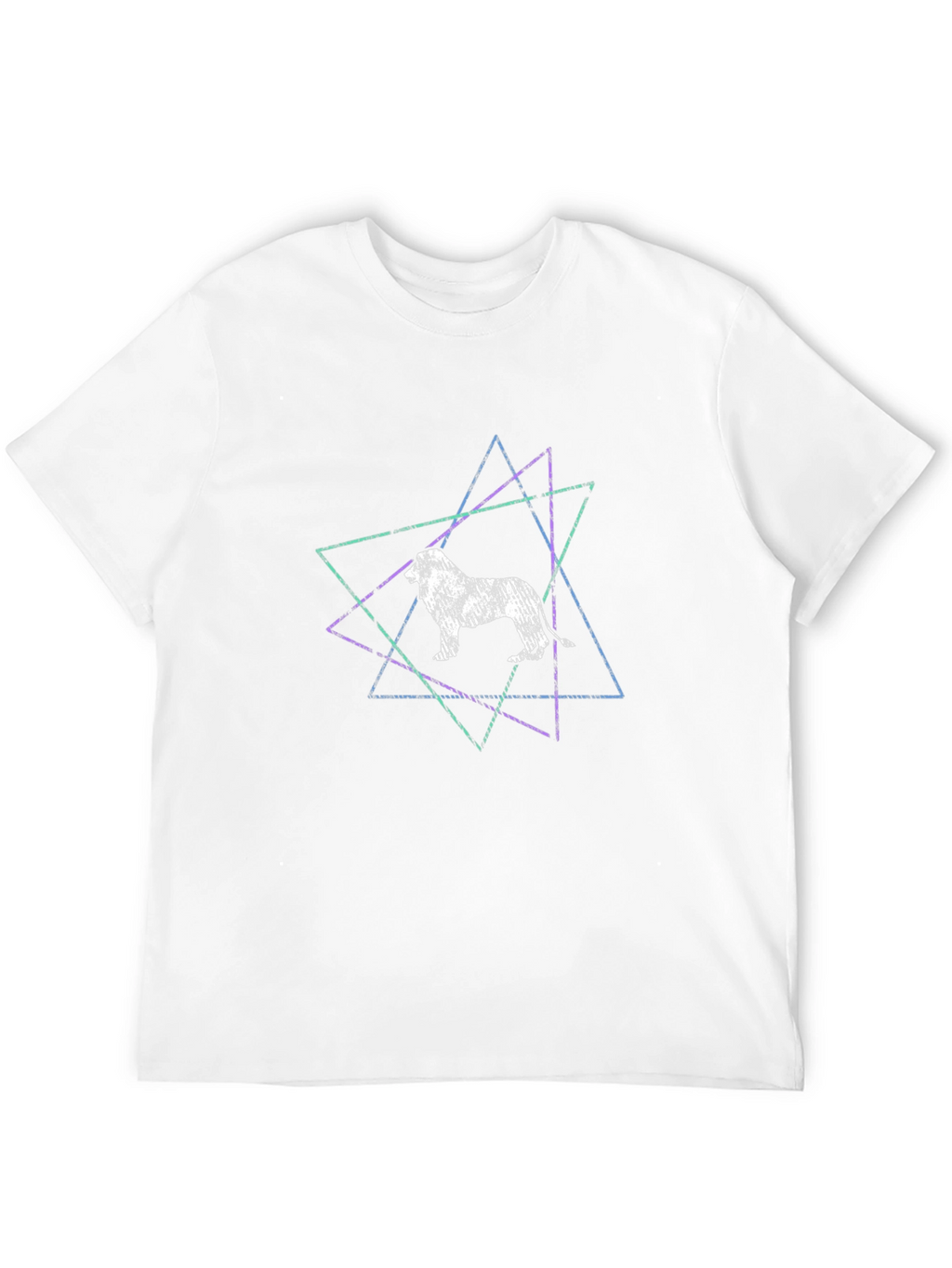 Geometric Lion Graphic Tee - Stylish Mens Black T-Shirt