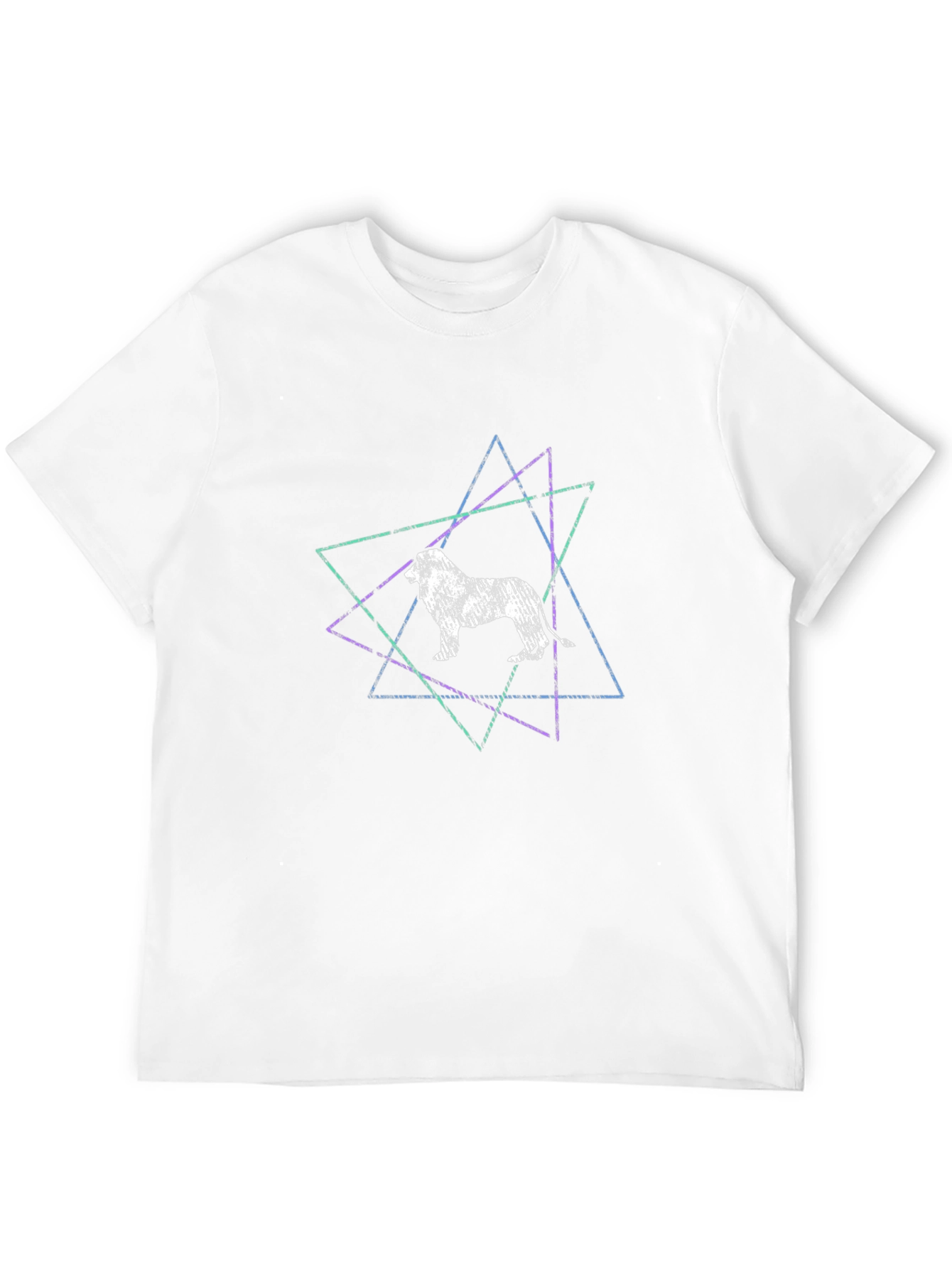 Geometric Lion Graphic Tee - Stylish Mens Black T-Shirt