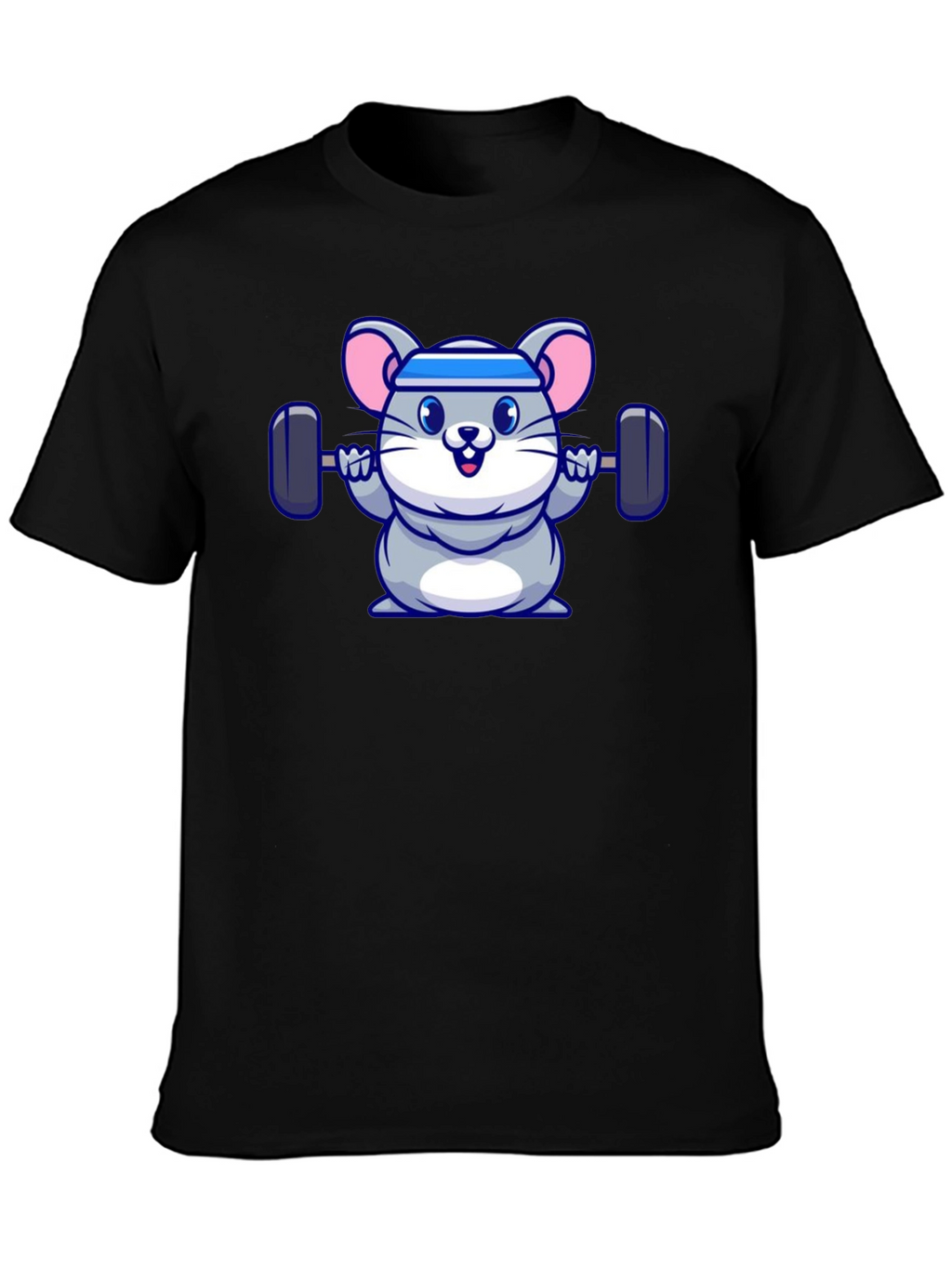 Workout Mouse Graphic Tee - Black Cotton