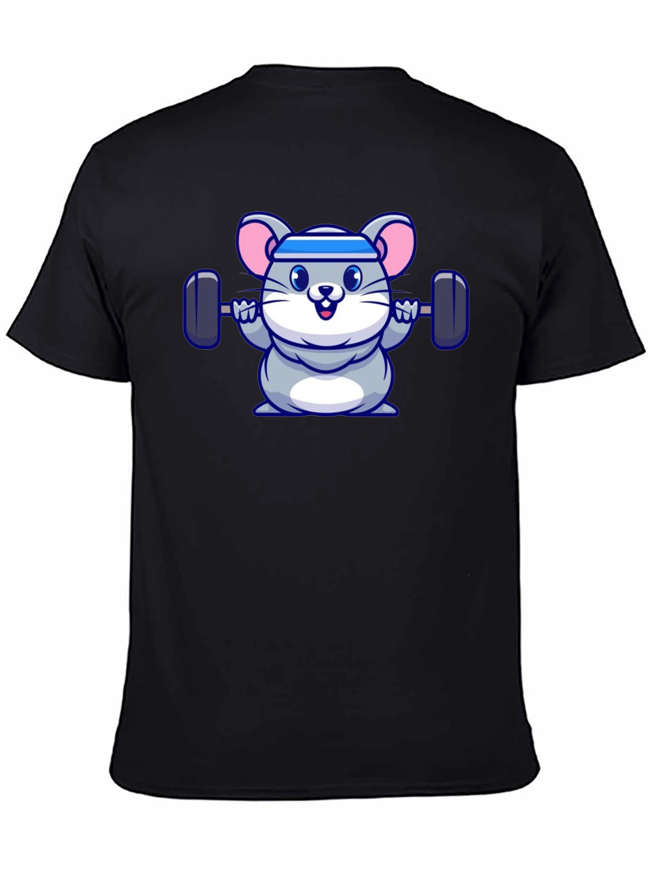 Workout Mouse Graphic Tee - Black Cotton