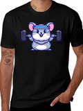 Workout Mouse Graphic Tee - Black Cotton