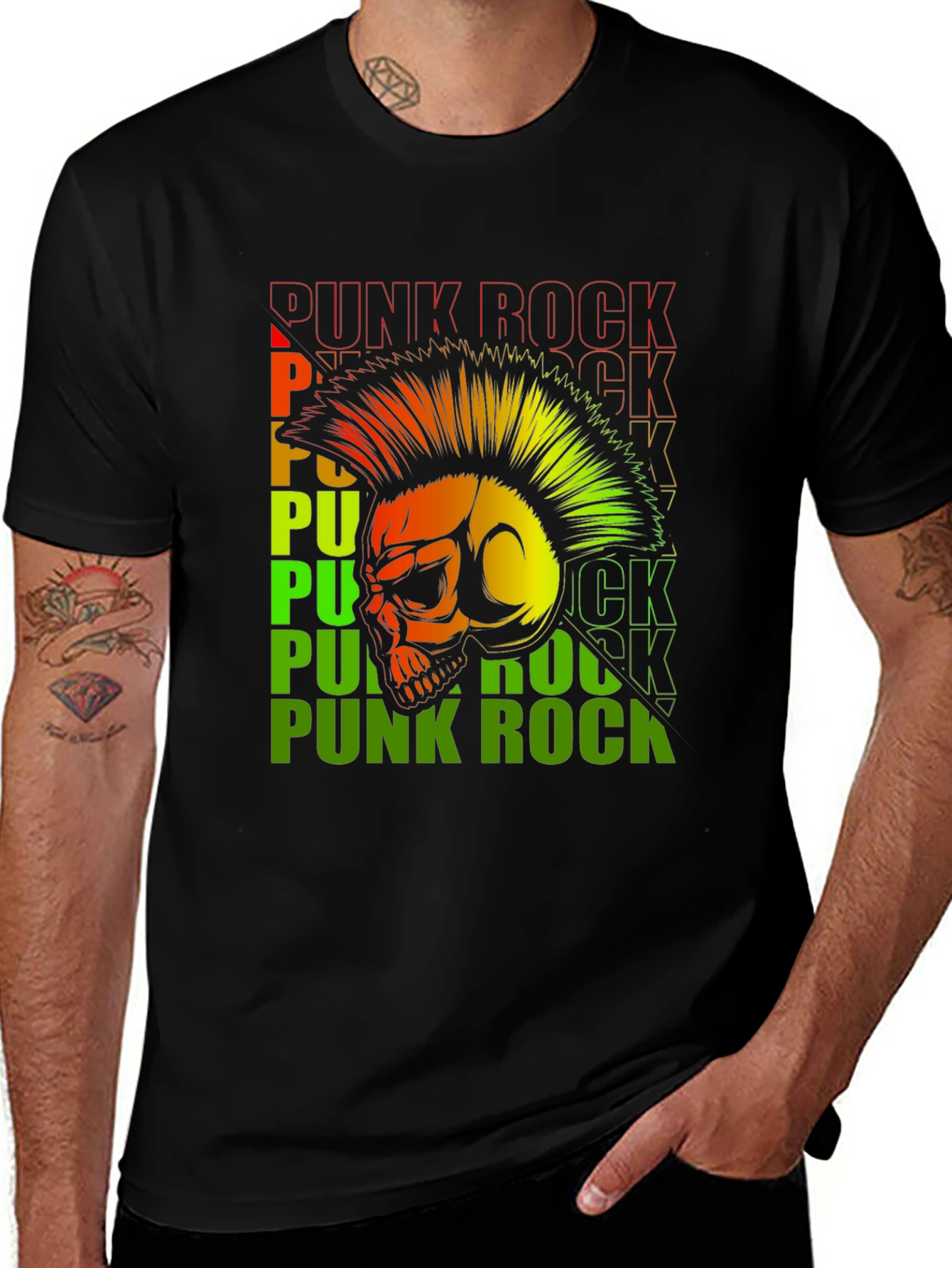Punk Rock Skull Graphic Tee - Bold & Edgy Design