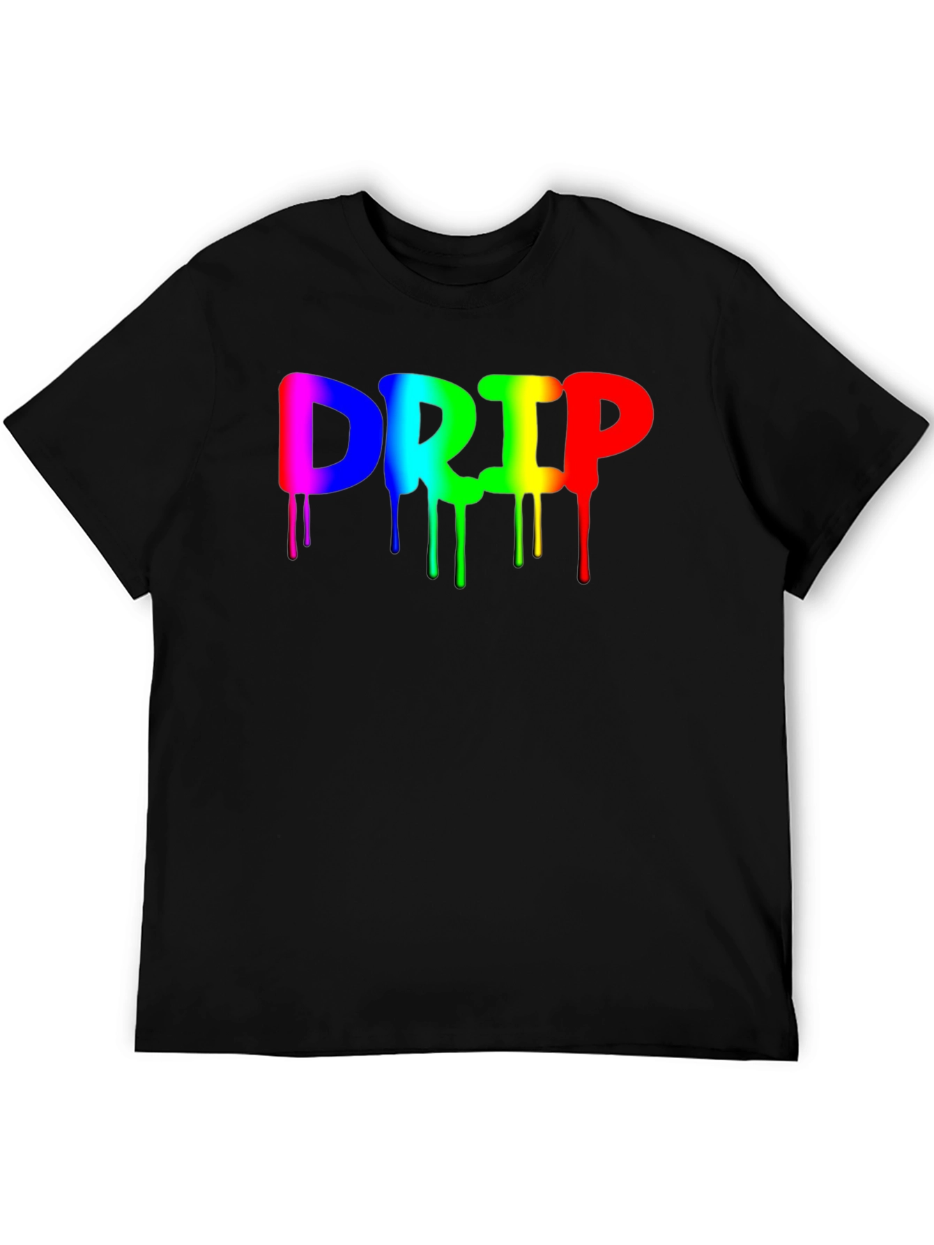Rainbow Drip Graphic Black T-Shirt - Trendy Casual Wear