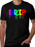 Rainbow Drip Graphic Black T-Shirt - Trendy Casual Wear