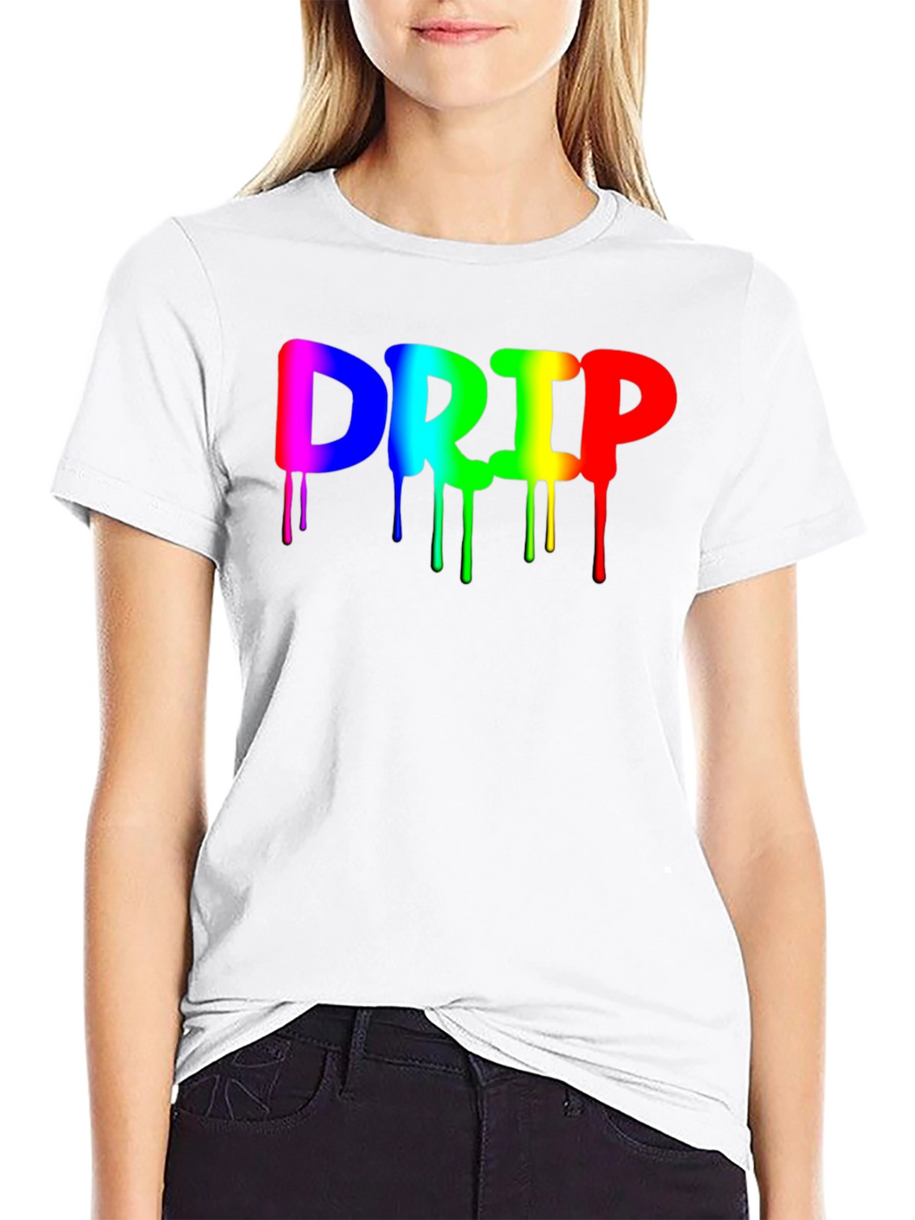 Rainbow Drip Graphic Black T-Shirt - Trendy Casual Wear