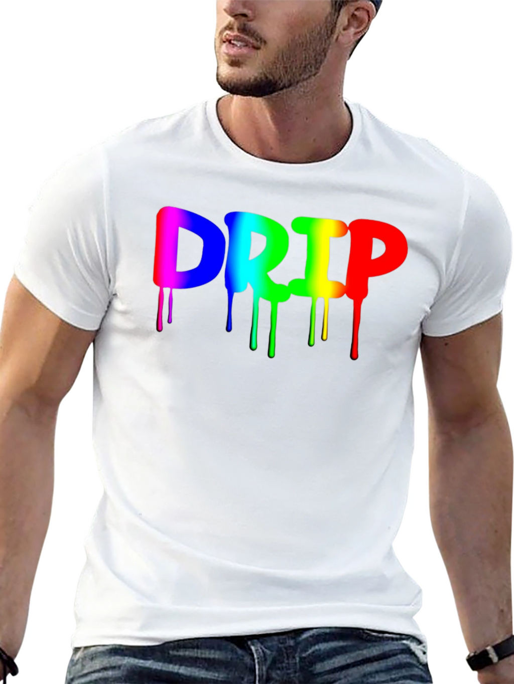 Rainbow Drip Graphic Black T-Shirt - Trendy Casual Wear