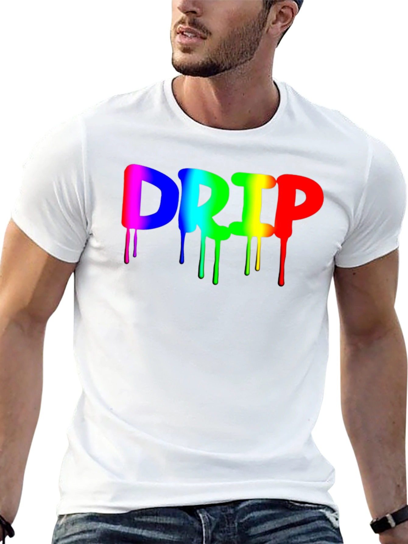 Rainbow Drip Graphic Black T-Shirt - Trendy Casual Wear
