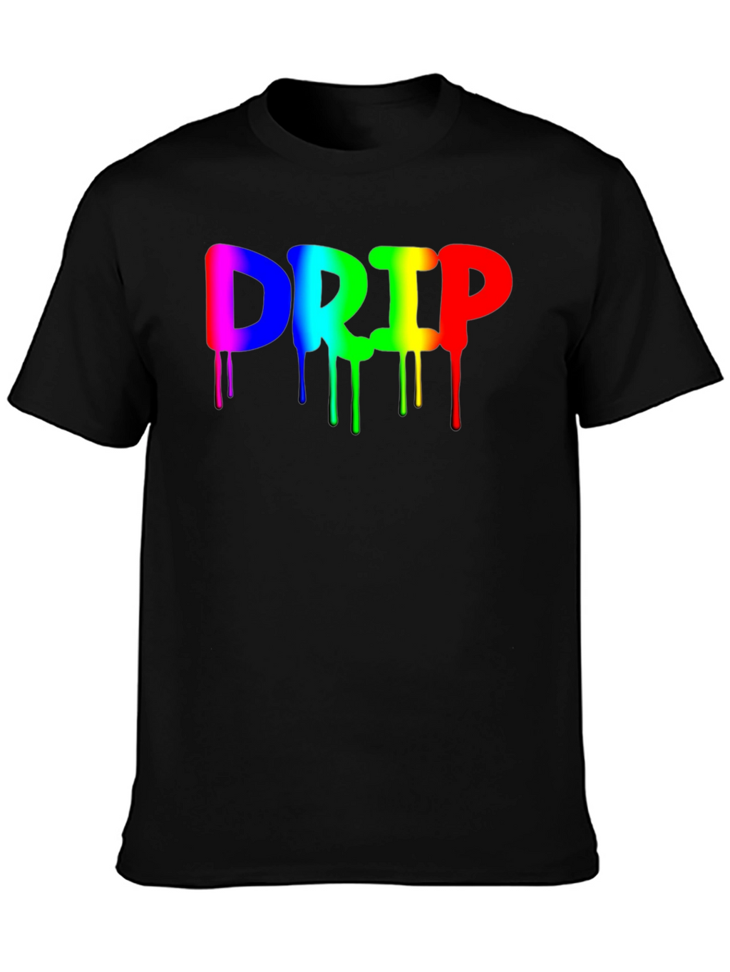 Rainbow Drip Graphic Black T-Shirt - Trendy Casual Wear