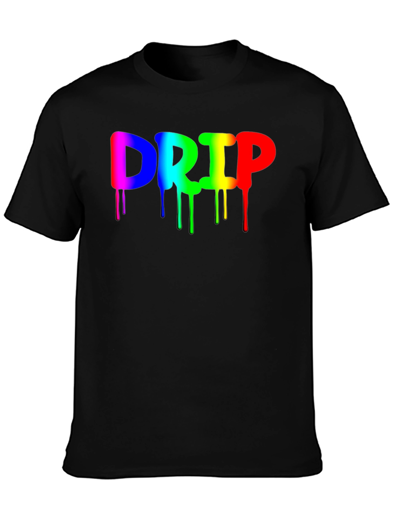 Rainbow Drip Graphic Black T-Shirt - Trendy Casual Wear