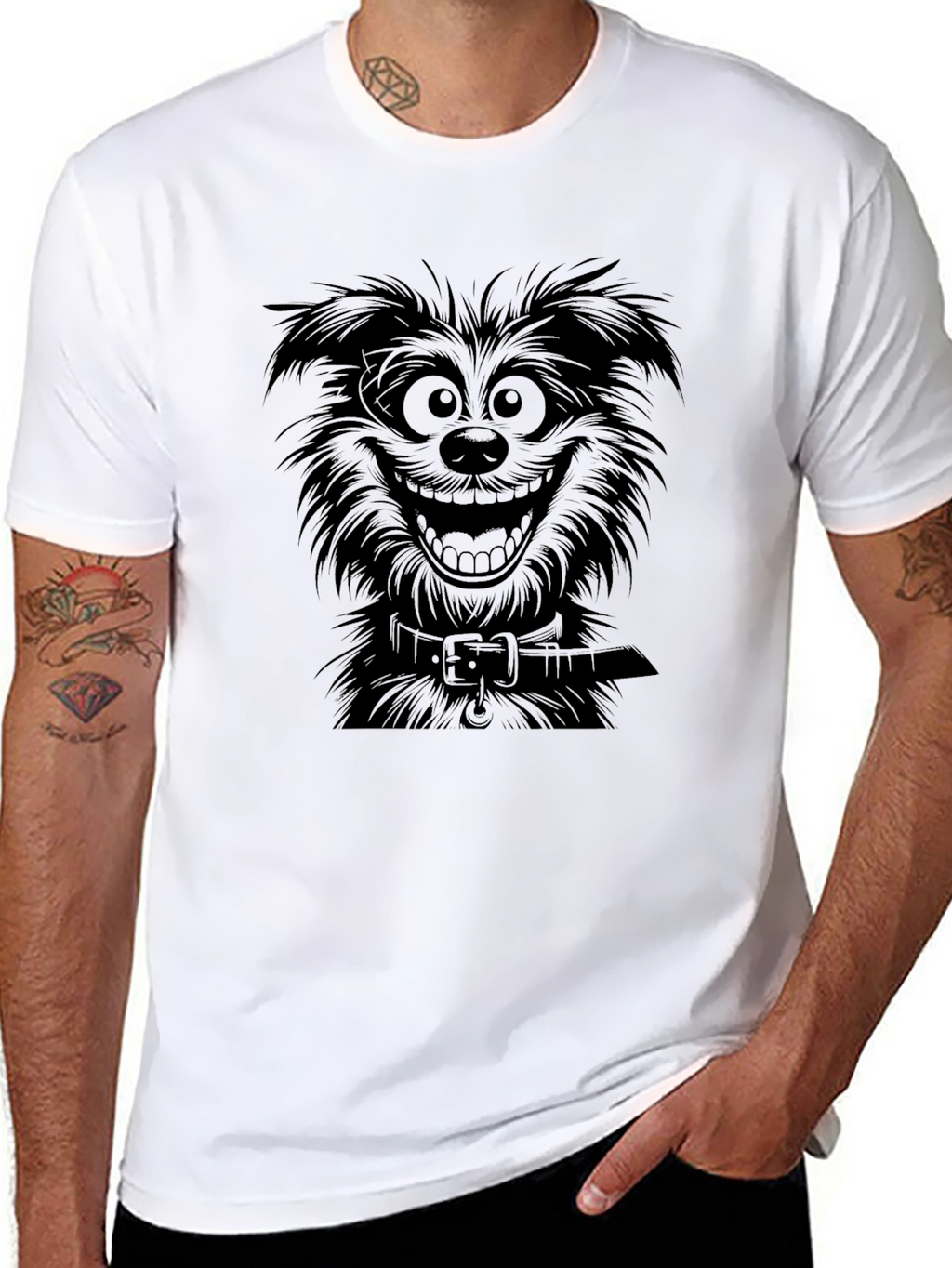 Cartoon Dog Graphic Black T-Shirt