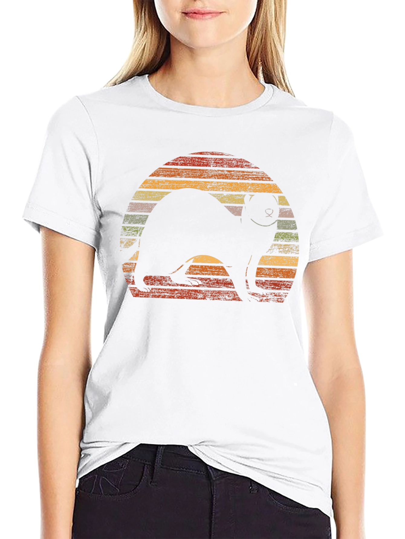 Retro Ferret Sunset Graphic T-Shirt