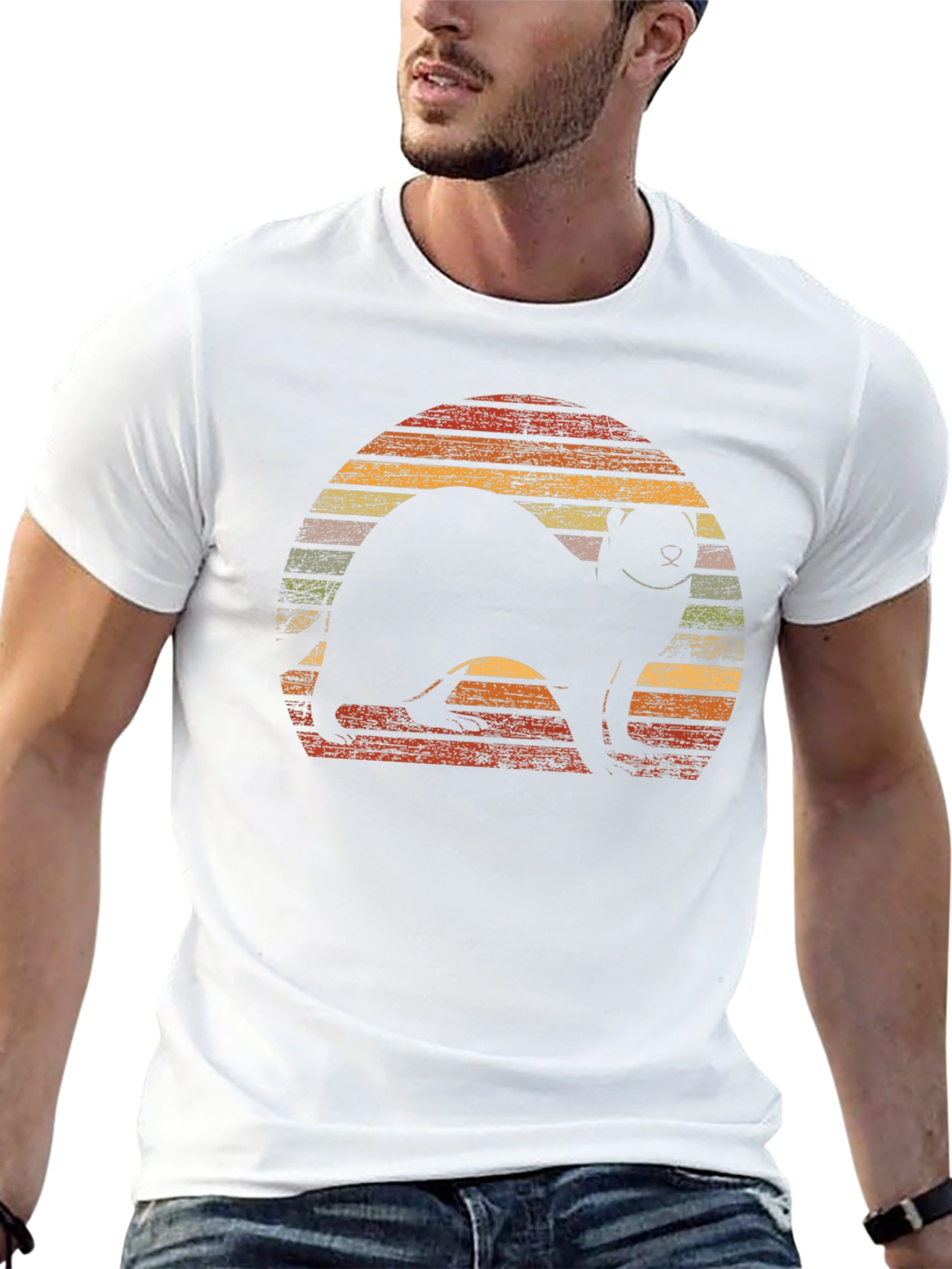 Retro Ferret Sunset Graphic T-Shirt