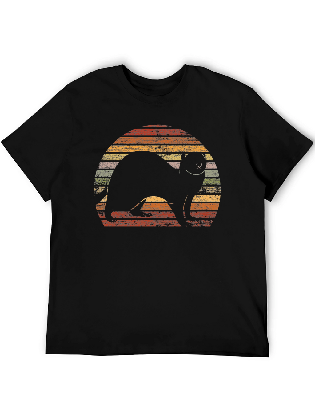 Retro Ferret Sunset Graphic T-Shirt
