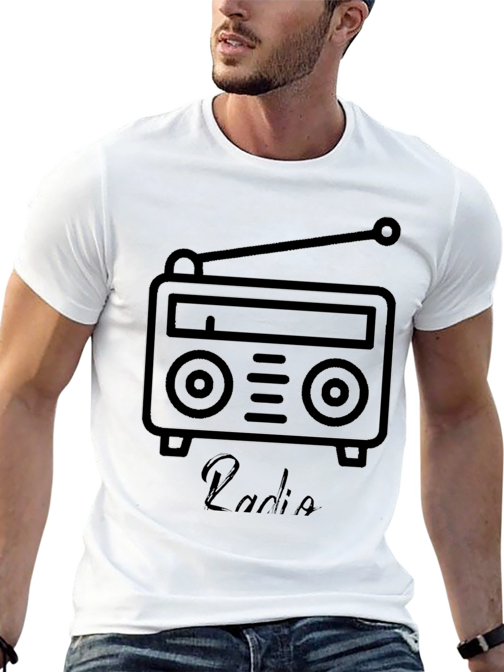Retro Radio Graphic Black T-Shirt