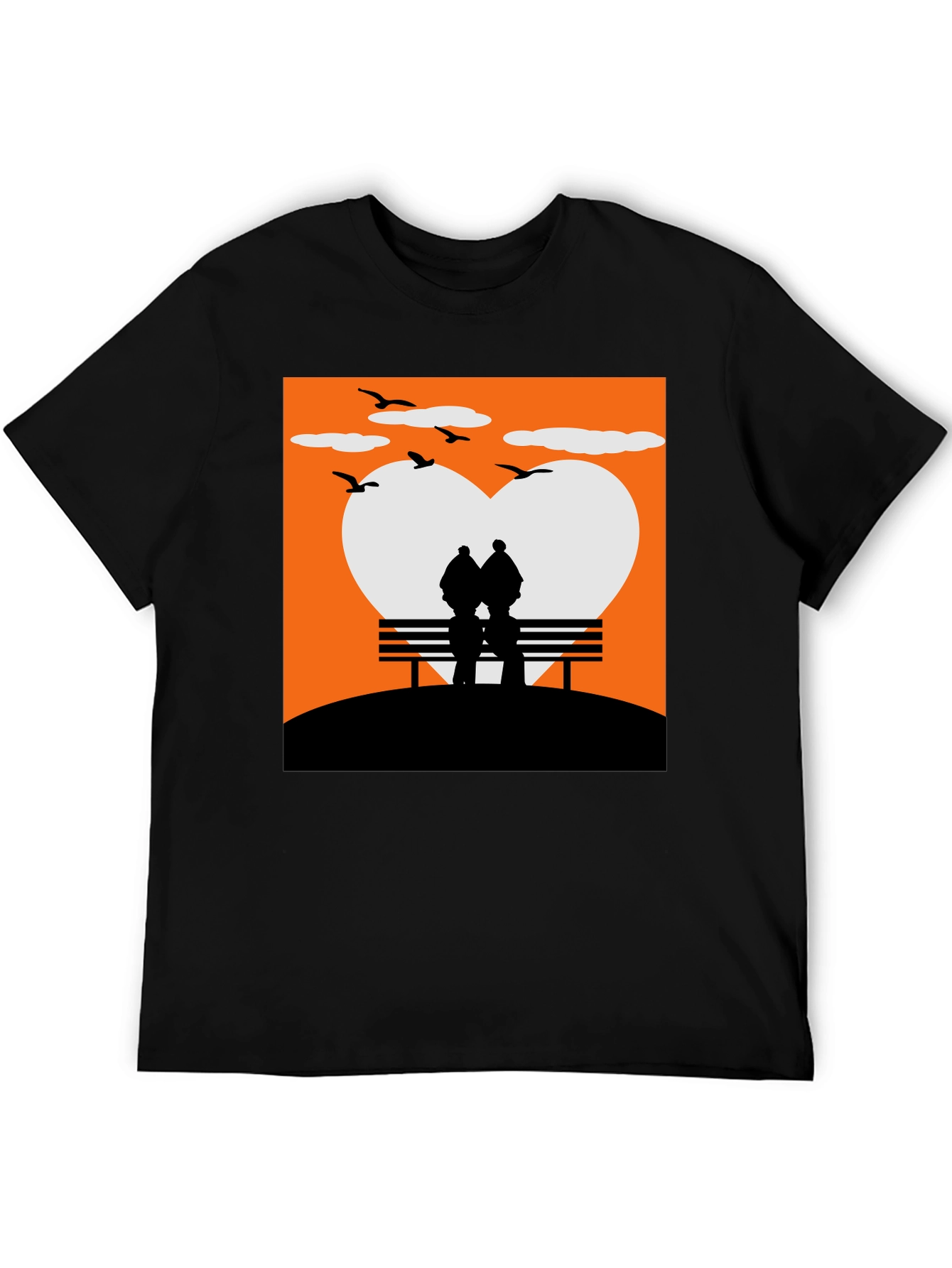 Romantic Couple Bench Silhouette Tee