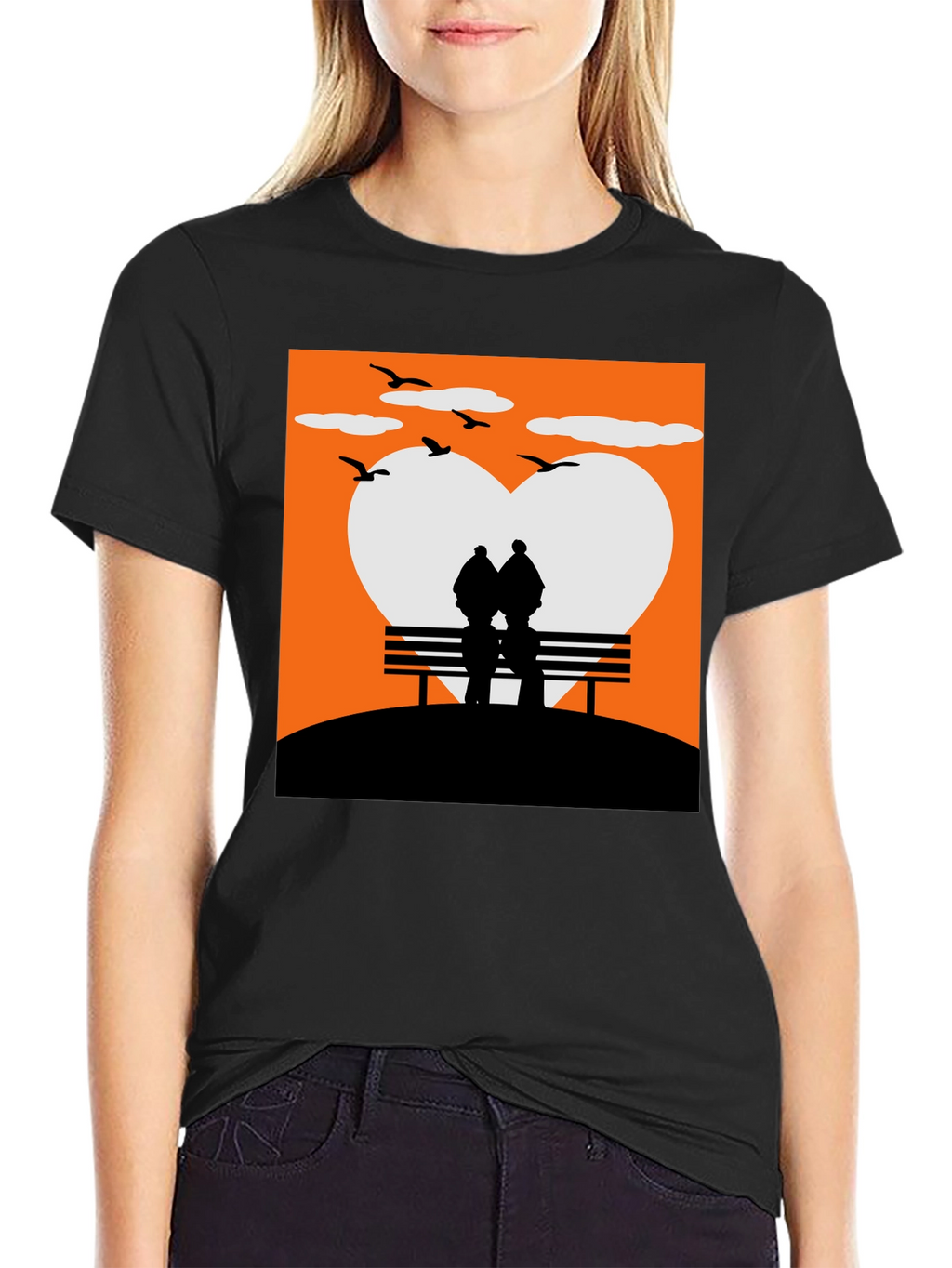 Romantic Couple Bench Silhouette Tee