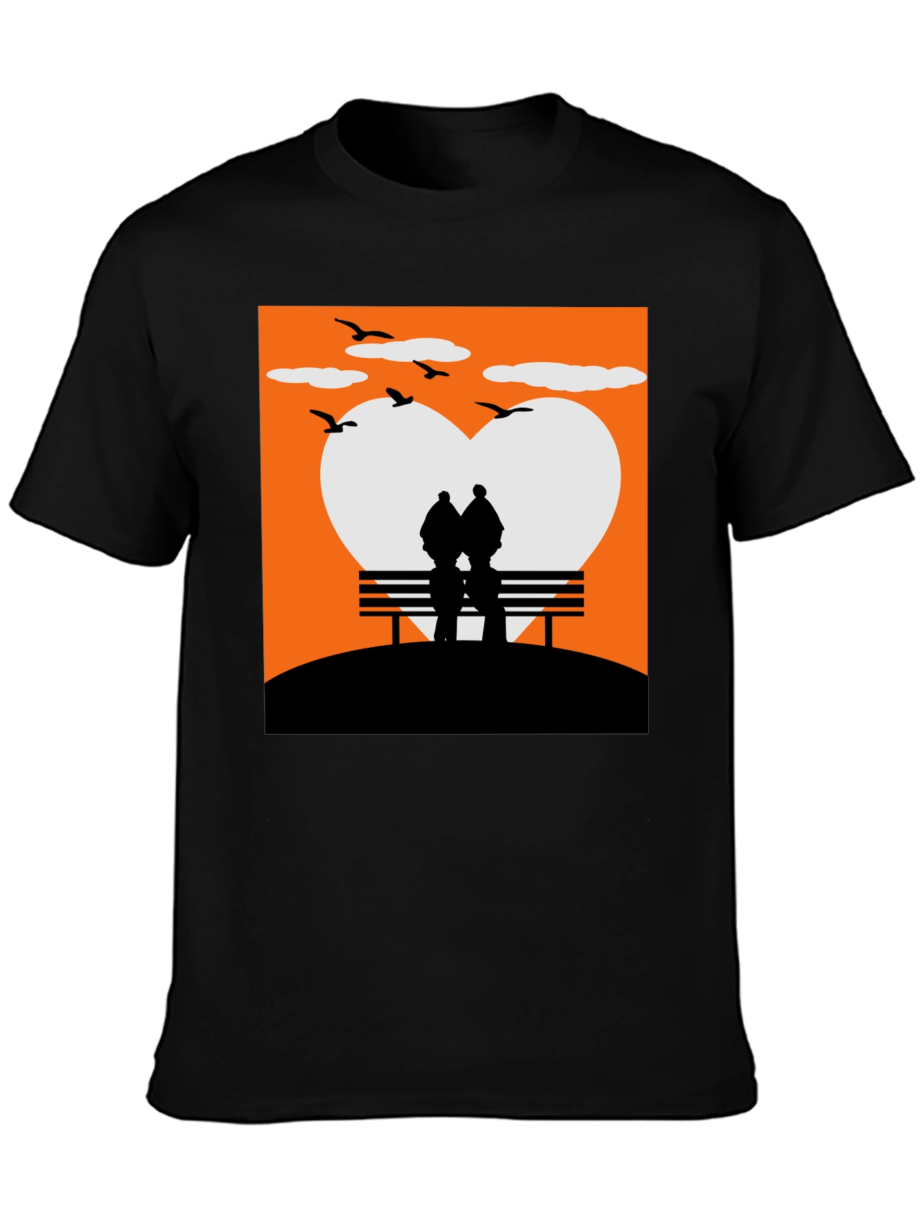 Romantic Couple Bench Silhouette Tee
