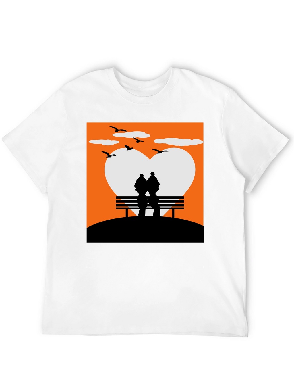 Romantic Couple Bench Silhouette Tee