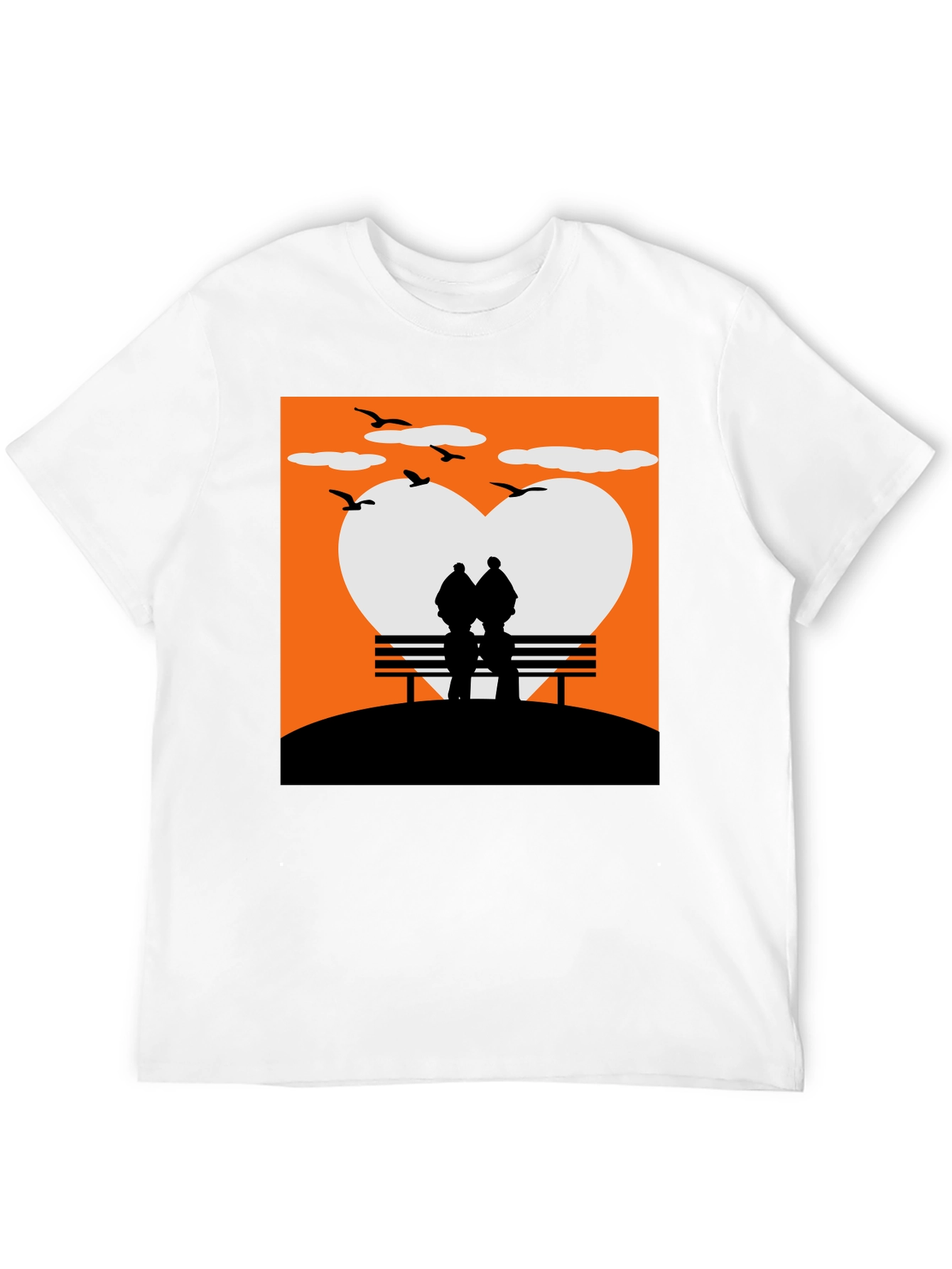 Romantic Couple Bench Silhouette Tee