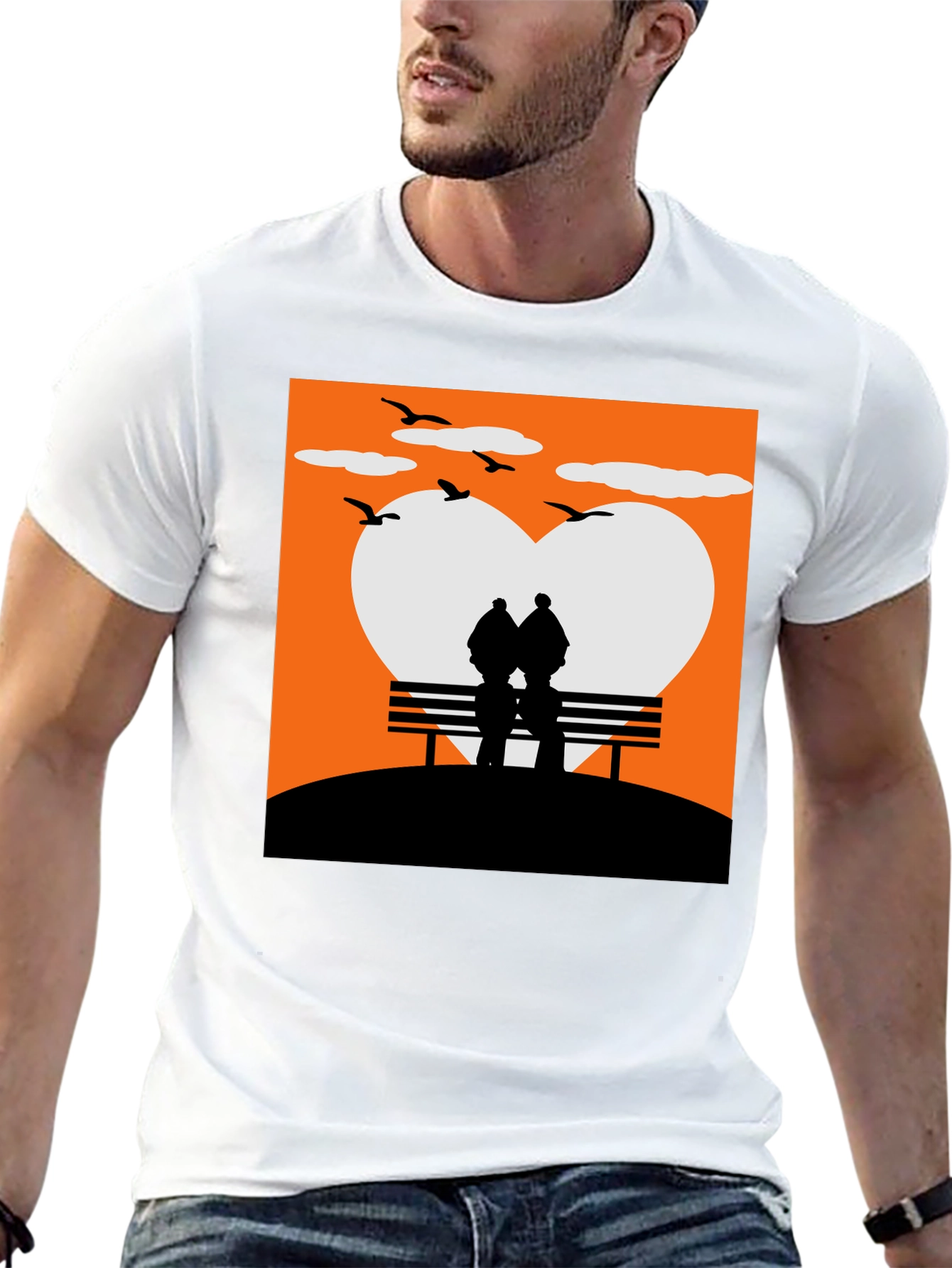 Romantic Couple Bench Silhouette Tee