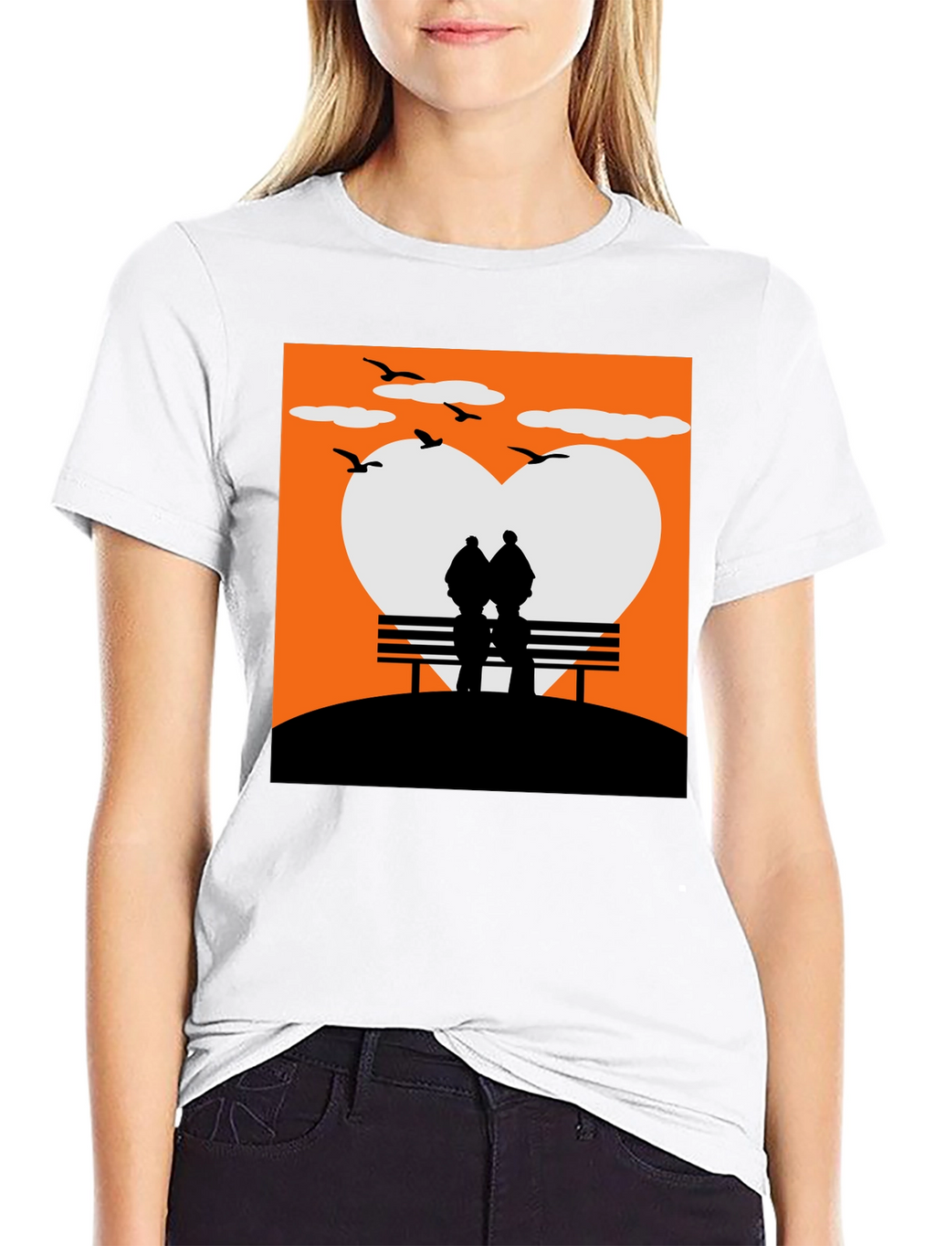 Romantic Couple Bench Silhouette Tee