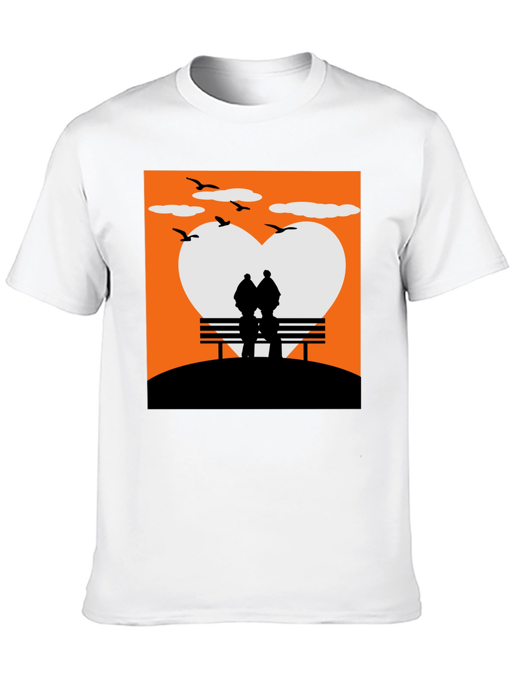 Romantic Couple Bench Silhouette Tee