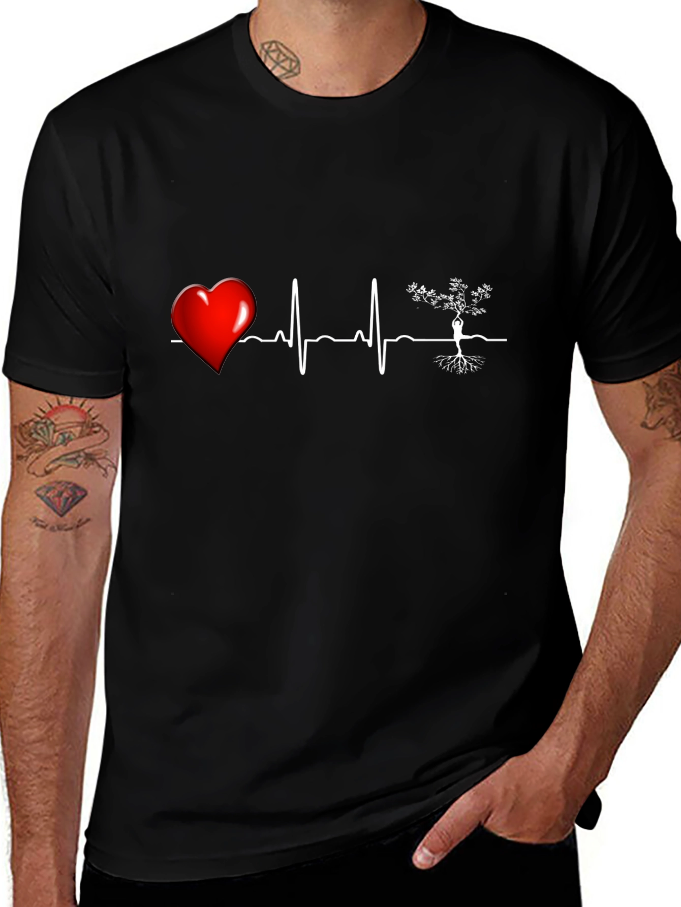 Heartbeat Tree of Life T-Shirt - Black