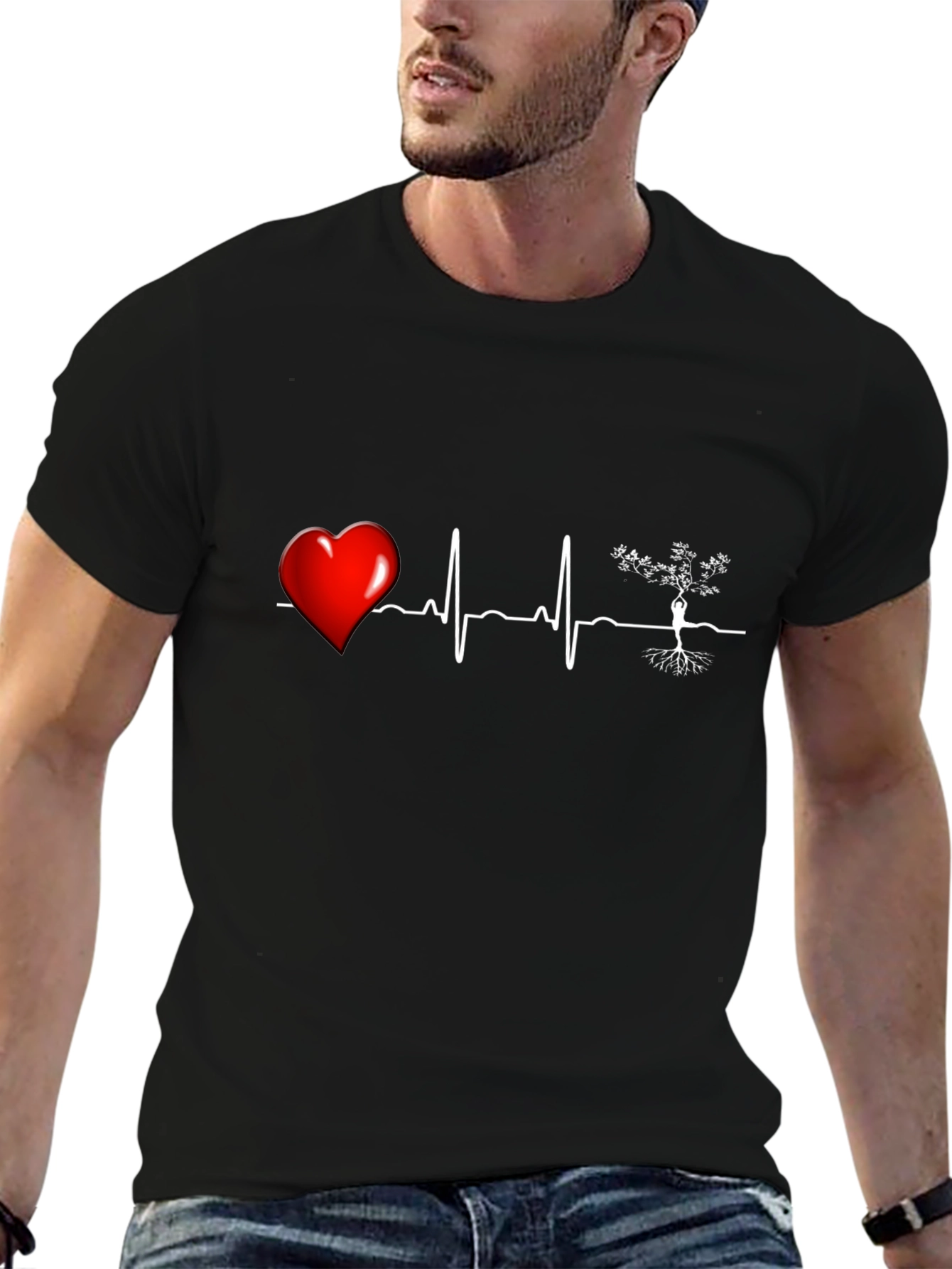 Heartbeat Tree of Life T-Shirt - Black