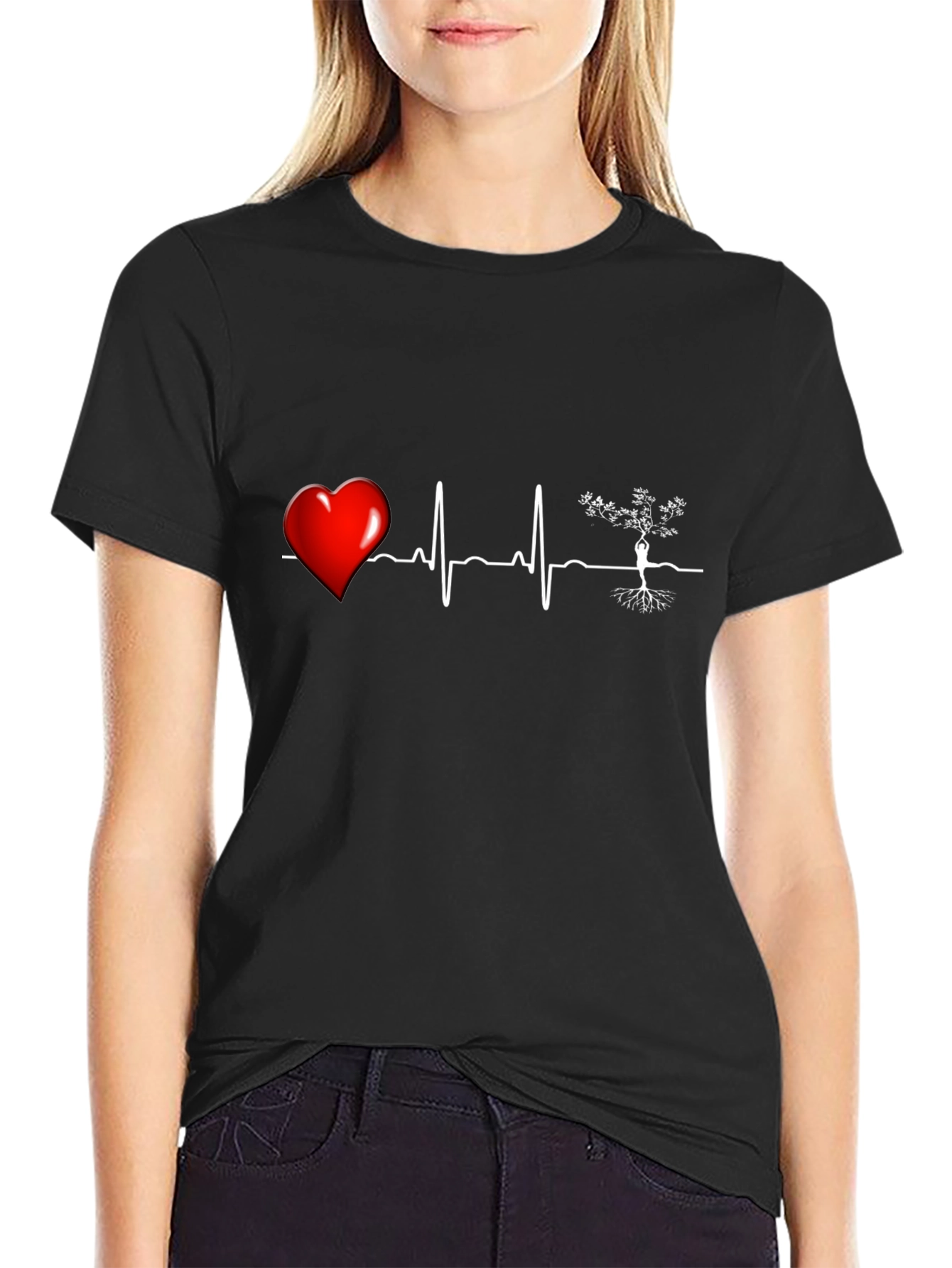 Heartbeat Tree of Life T-Shirt - Black
