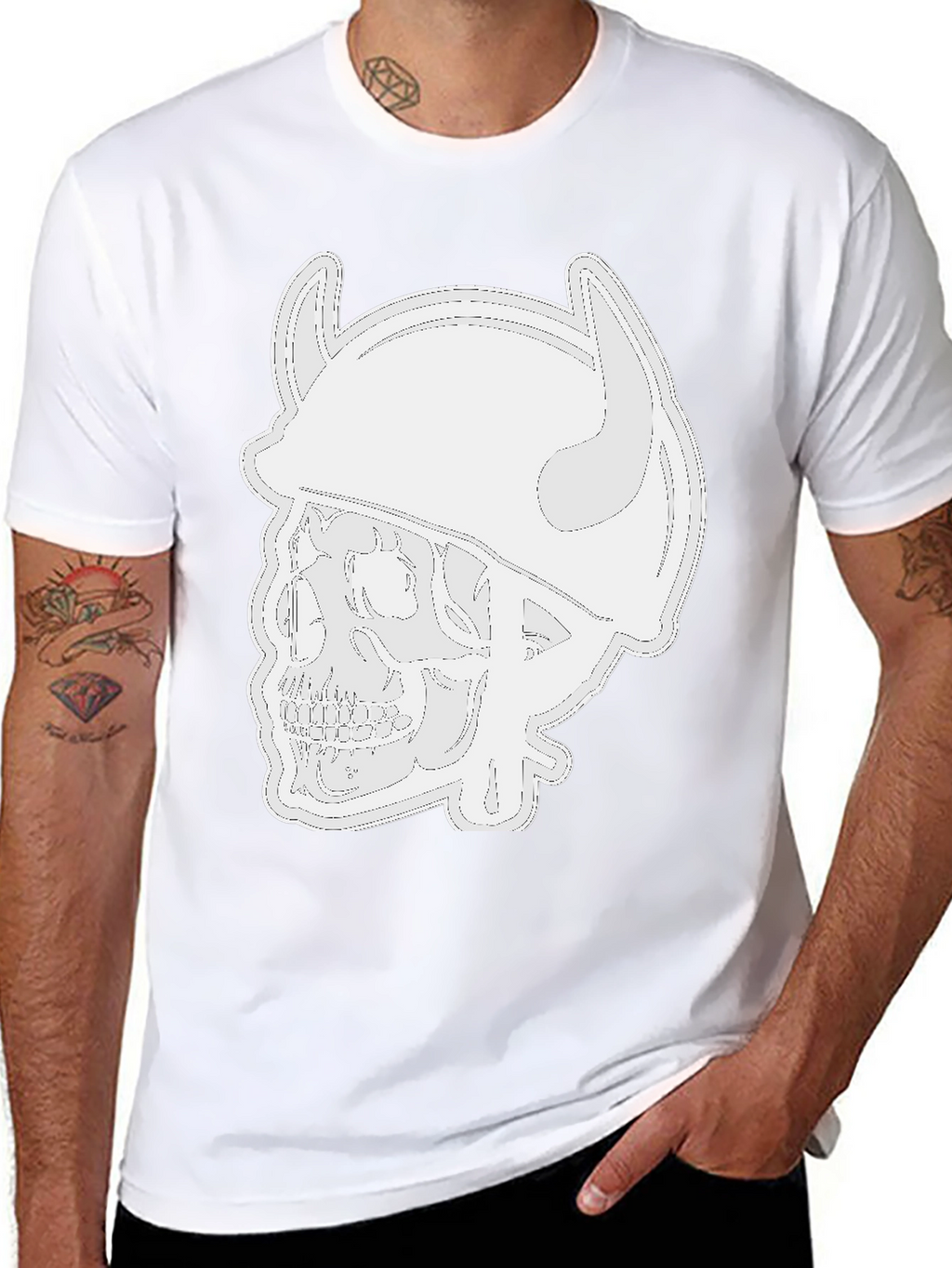 Skull Viking Helmet Black T-Shirt