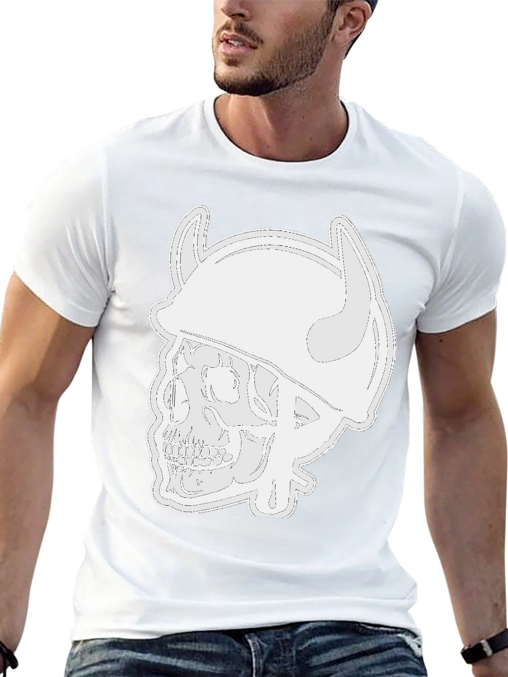 Skull Viking Helmet Black T-Shirt