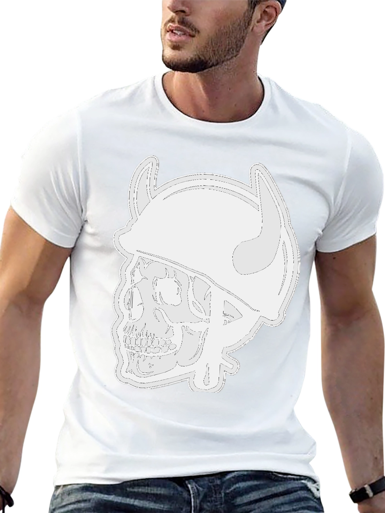 Skull Viking Helmet Black T-Shirt