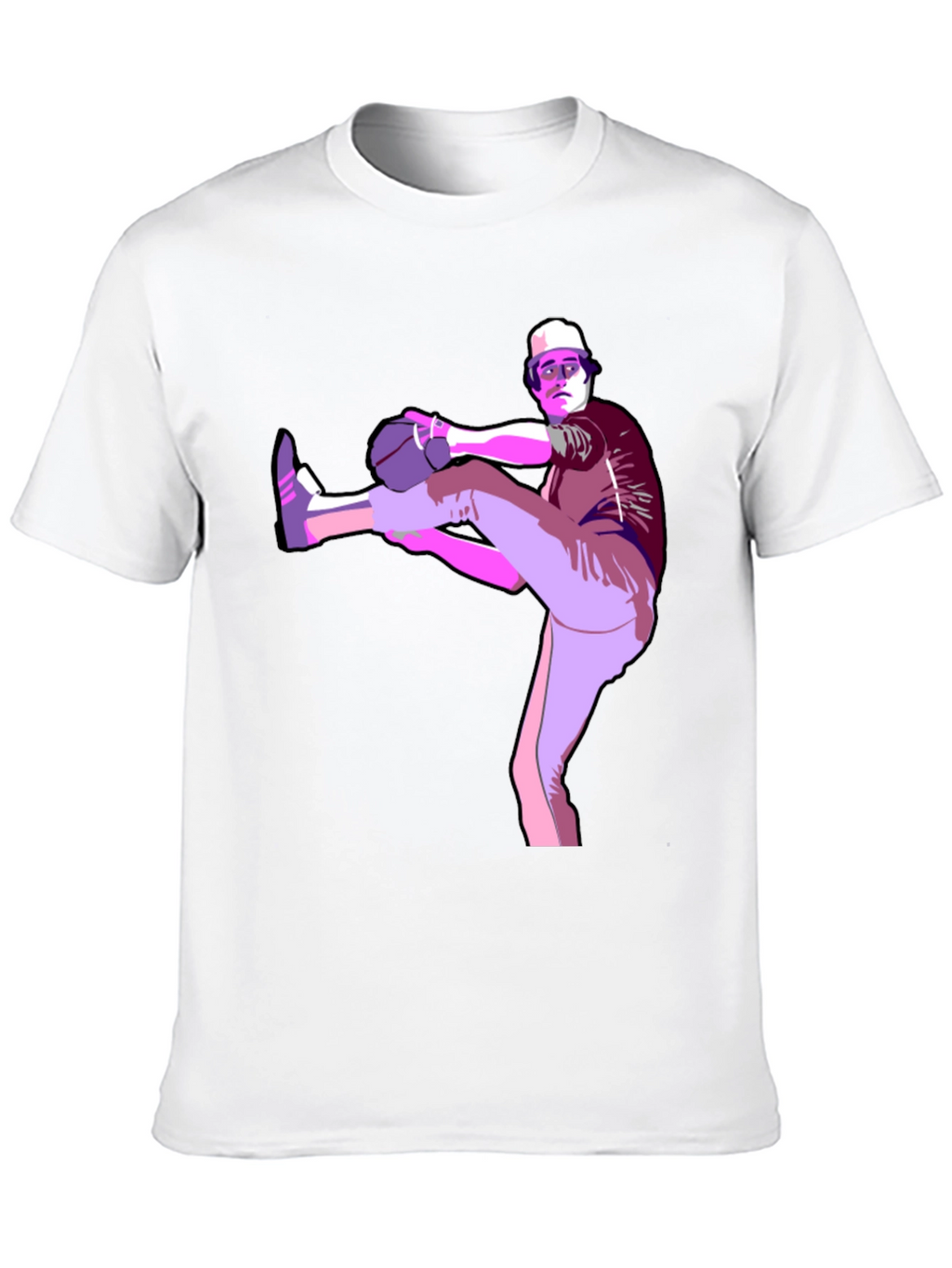 Baseball Pitcher Graphic Tee - Black Cotton Blend