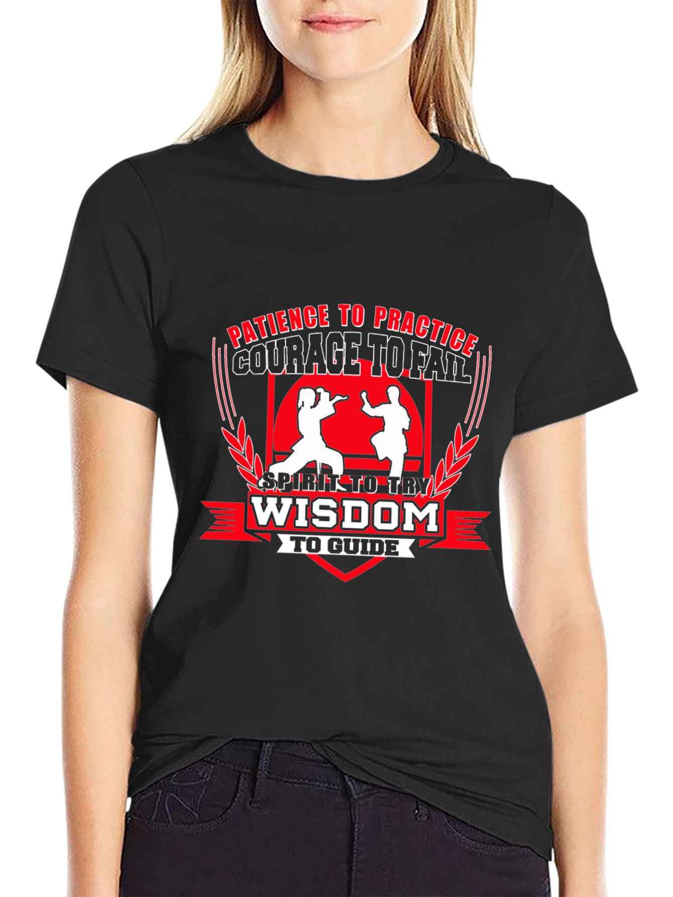Martial Arts T-Shirt - Patience Courage Wisdom Design