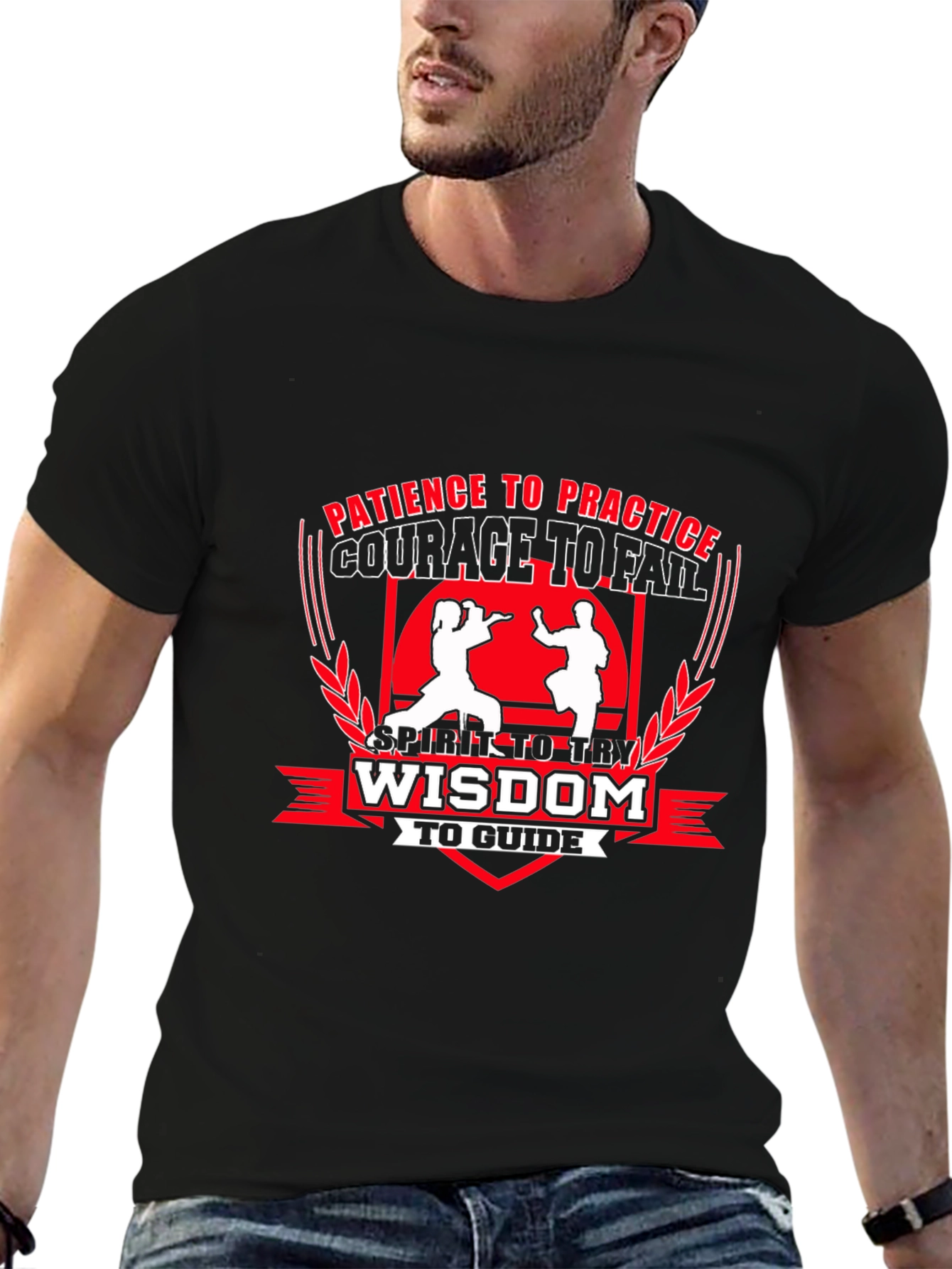 Martial Arts T-Shirt - Patience Courage Wisdom Design