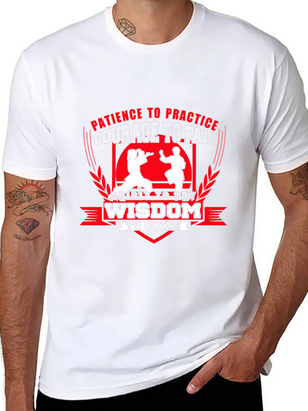 Martial Arts T-Shirt - Patience Courage Wisdom Design