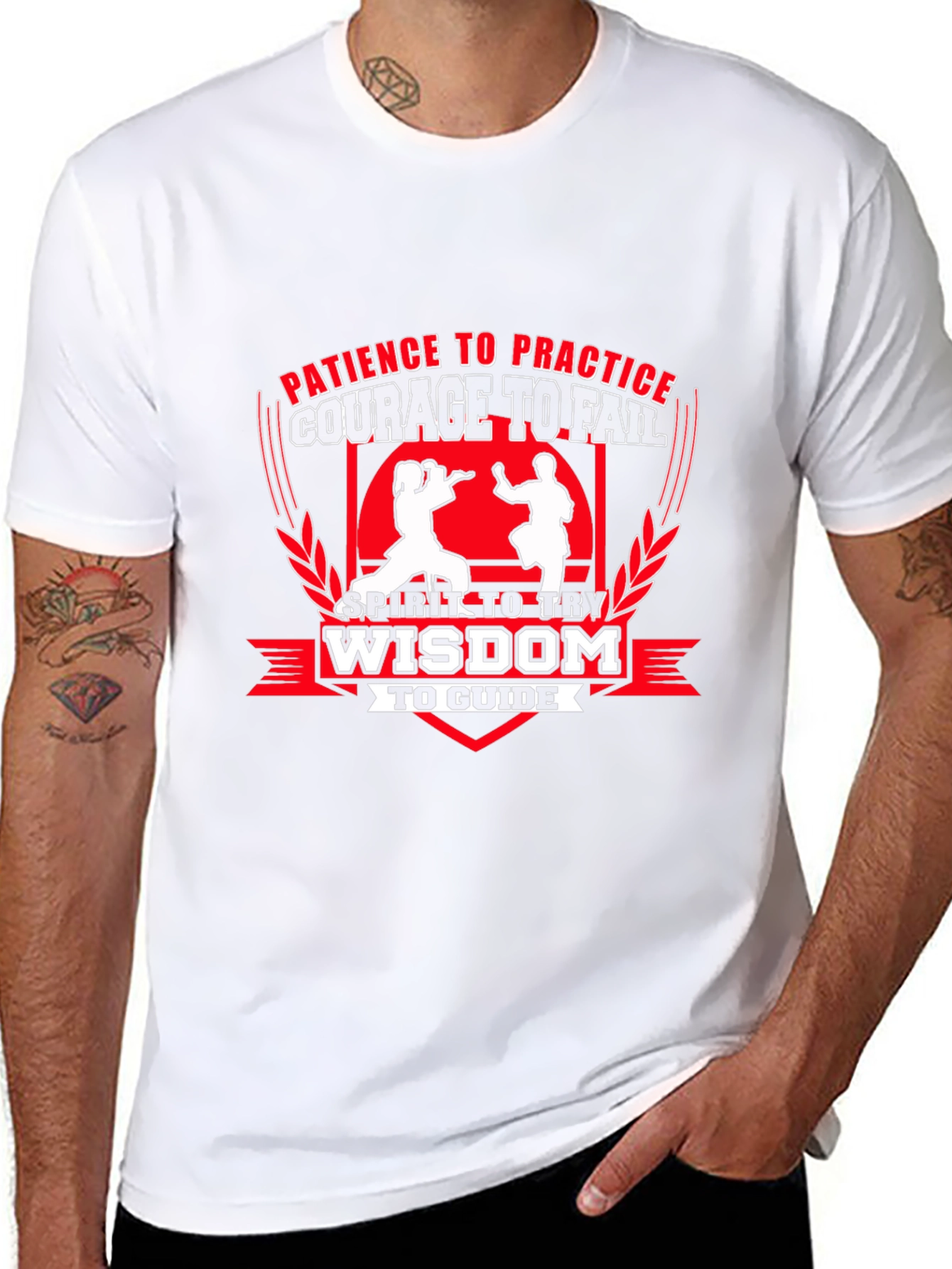 Martial Arts T-Shirt - Patience Courage Wisdom Design
