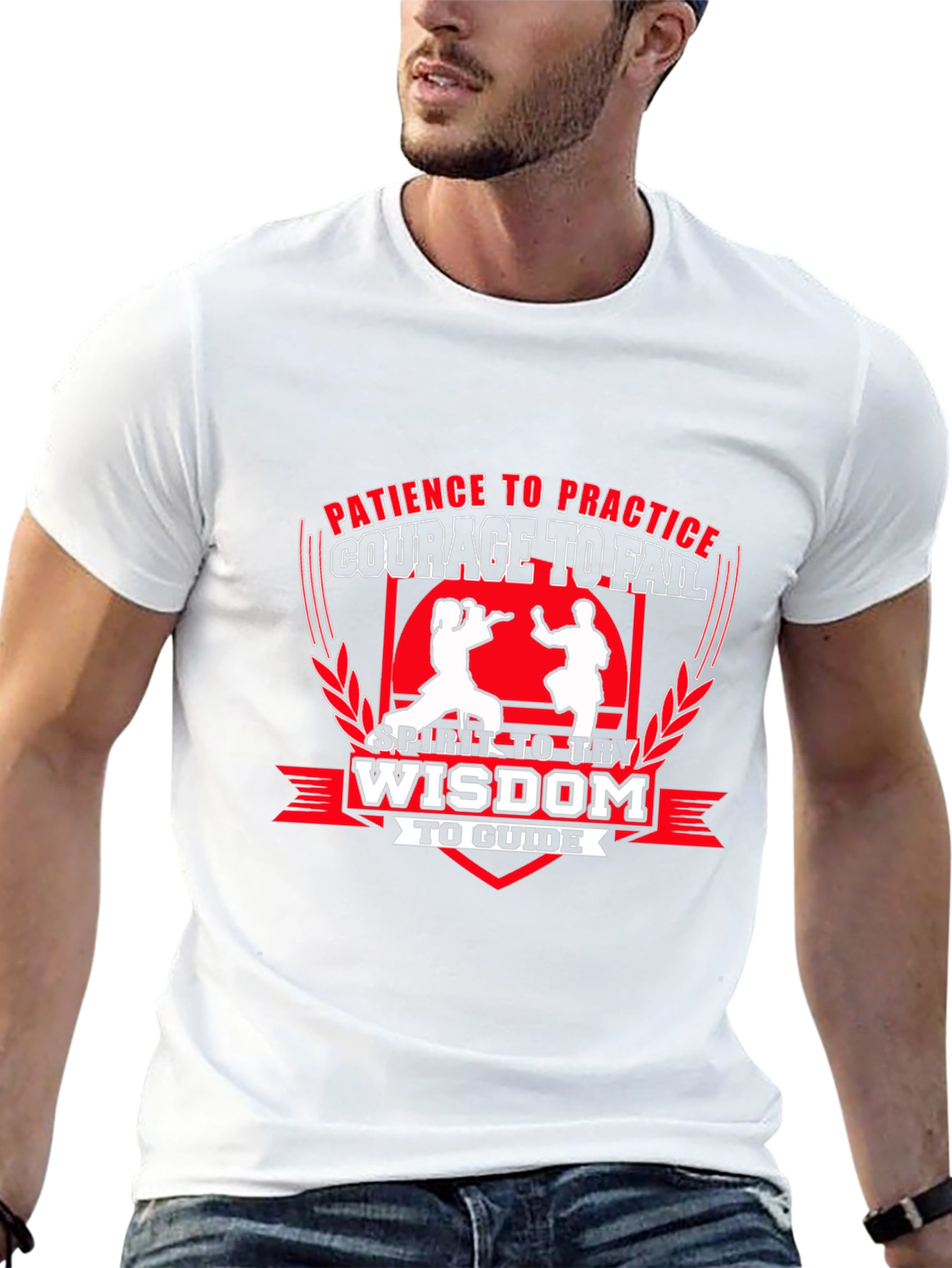 Martial Arts T-Shirt - Patience Courage Wisdom Design