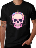 Skull with Flower Crown Graphic Tee
