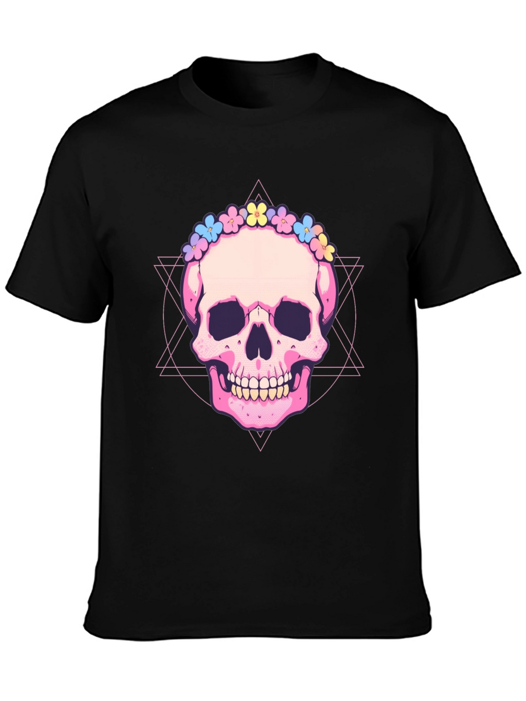 Skull with Flower Crown Graphic Tee