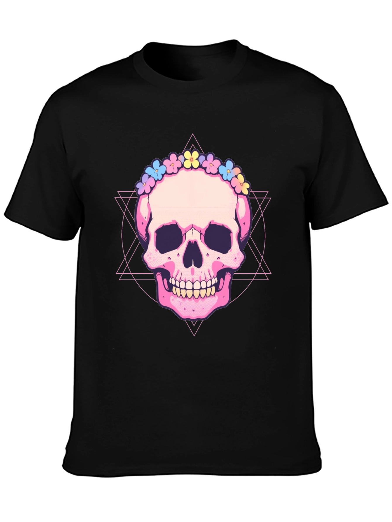 Skull with Flower Crown Graphic Tee