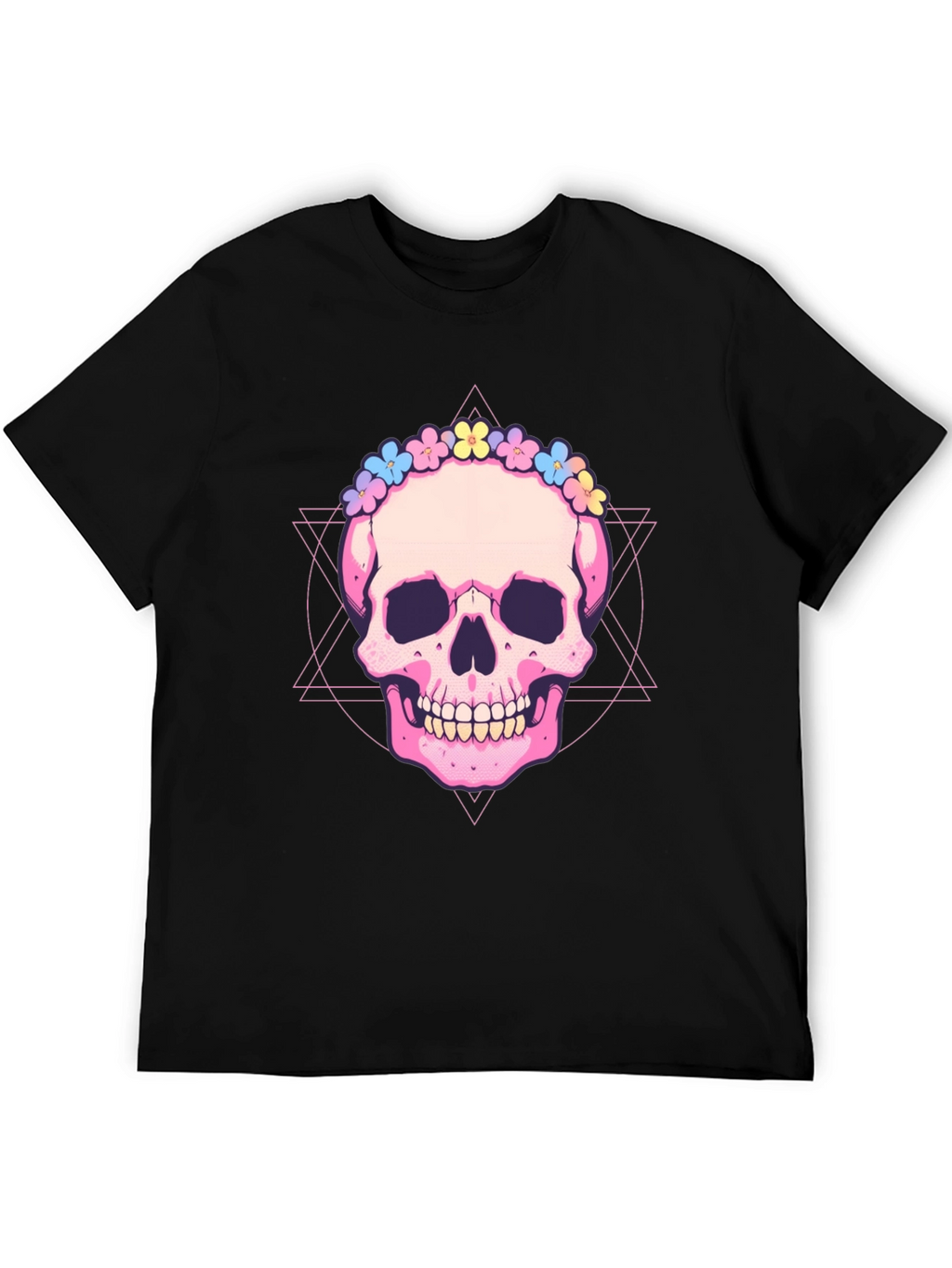 Skull with Flower Crown Graphic Tee