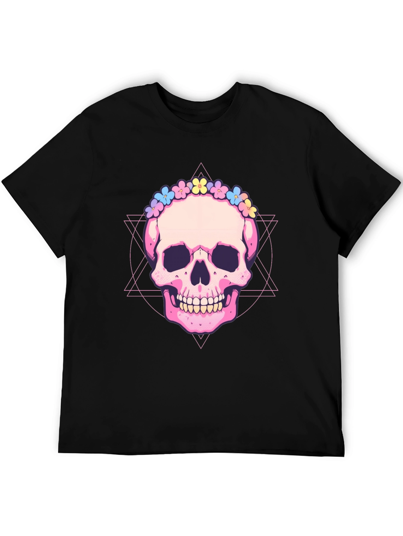 Skull with Flower Crown Graphic Tee