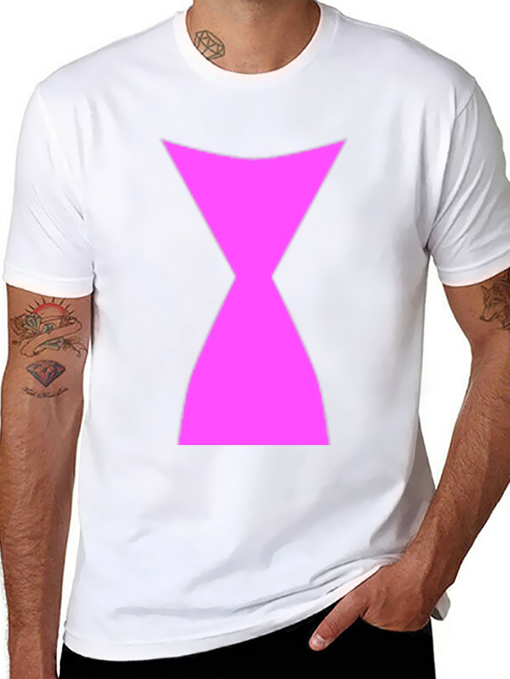 Black T-Shirt with Pink Hourglass Symbol