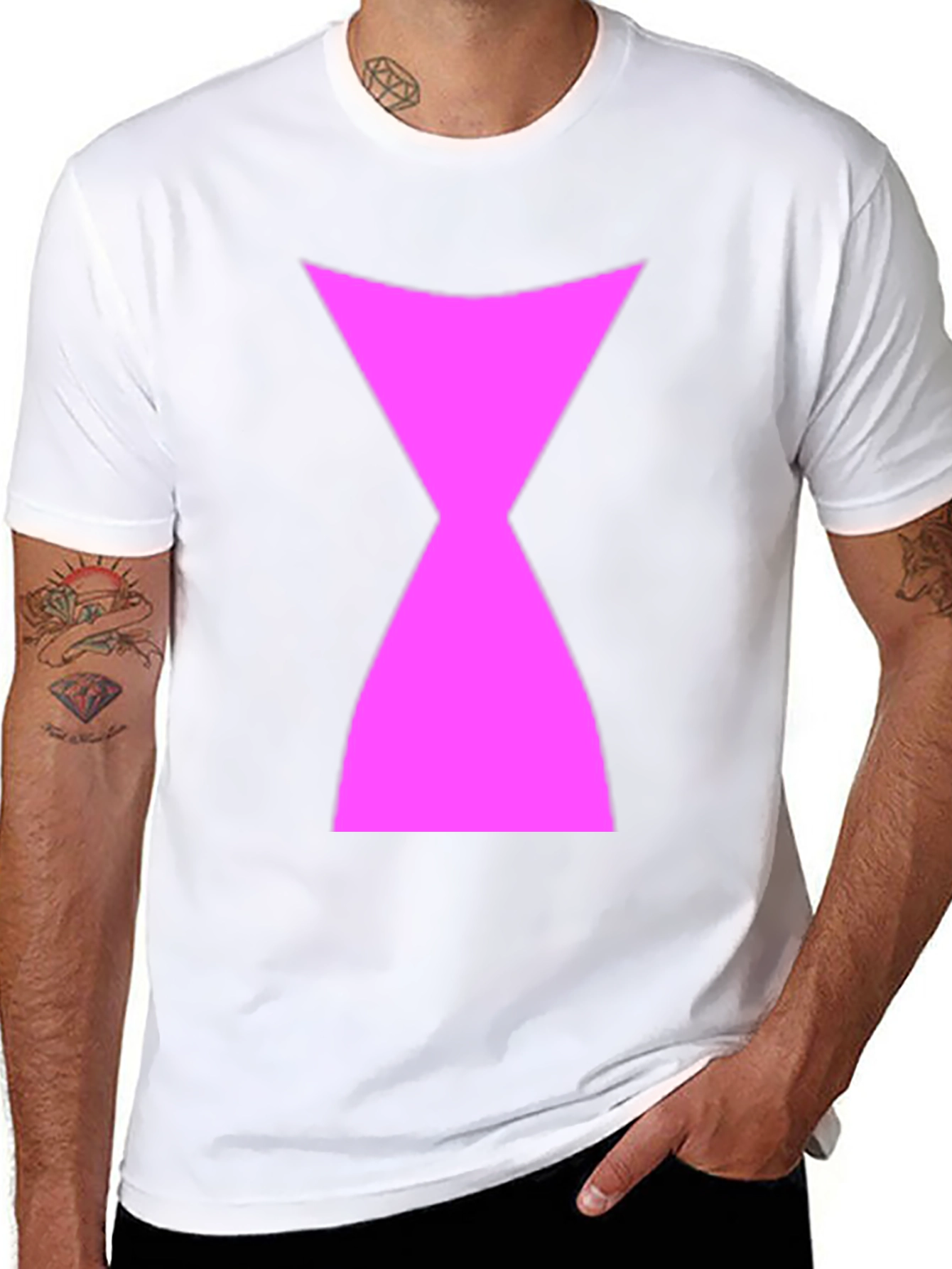 Black T-Shirt with Pink Hourglass Symbol
